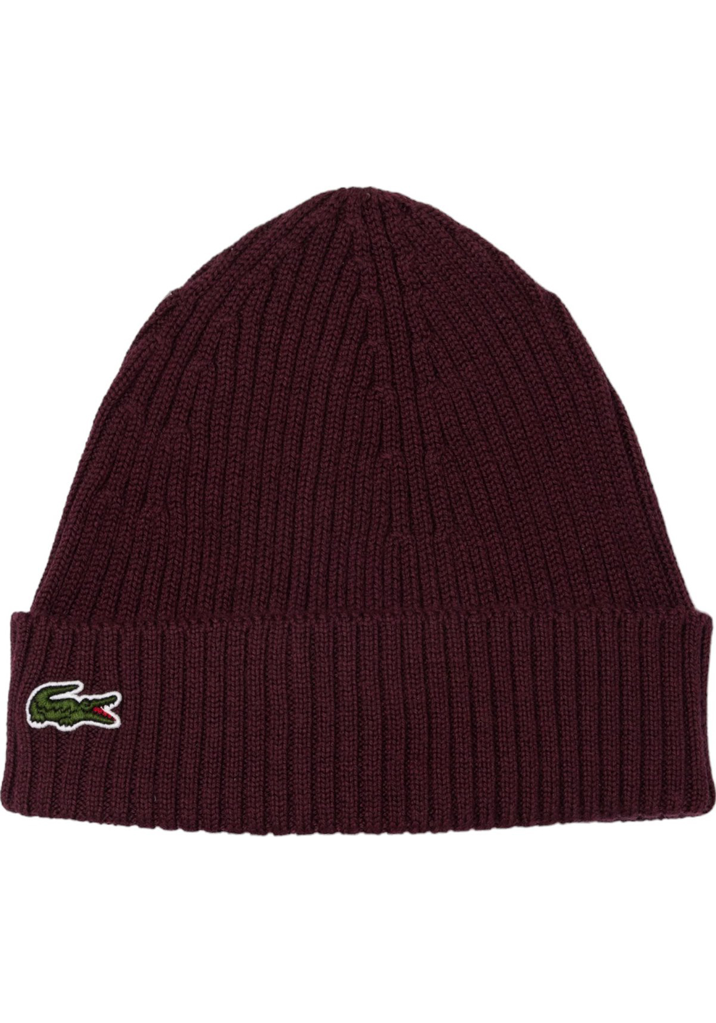 Lacoste muts wol, unisex gebreide muts, espresso bruin