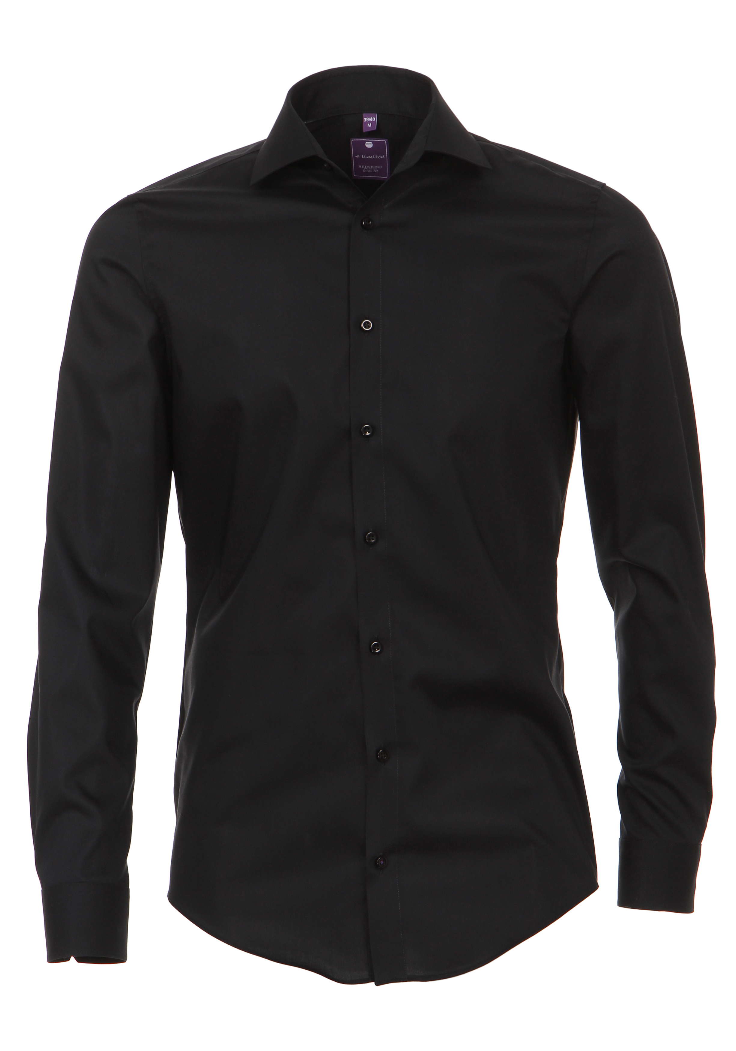 Redmond slim fit overhemd, zwart