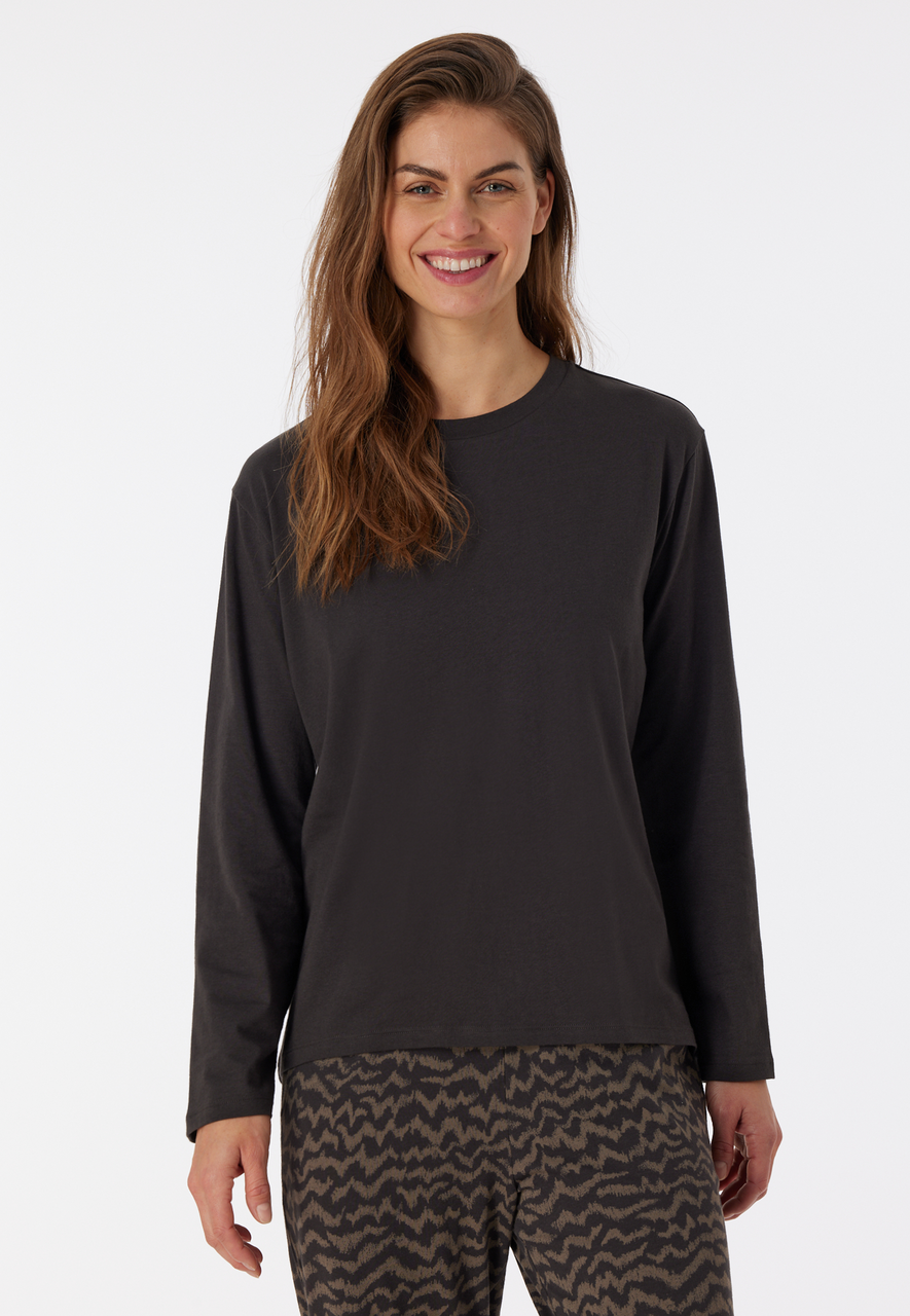 SCHIESSER Mix+Relax T-shirt, dames shirt lange mouwen antraciet