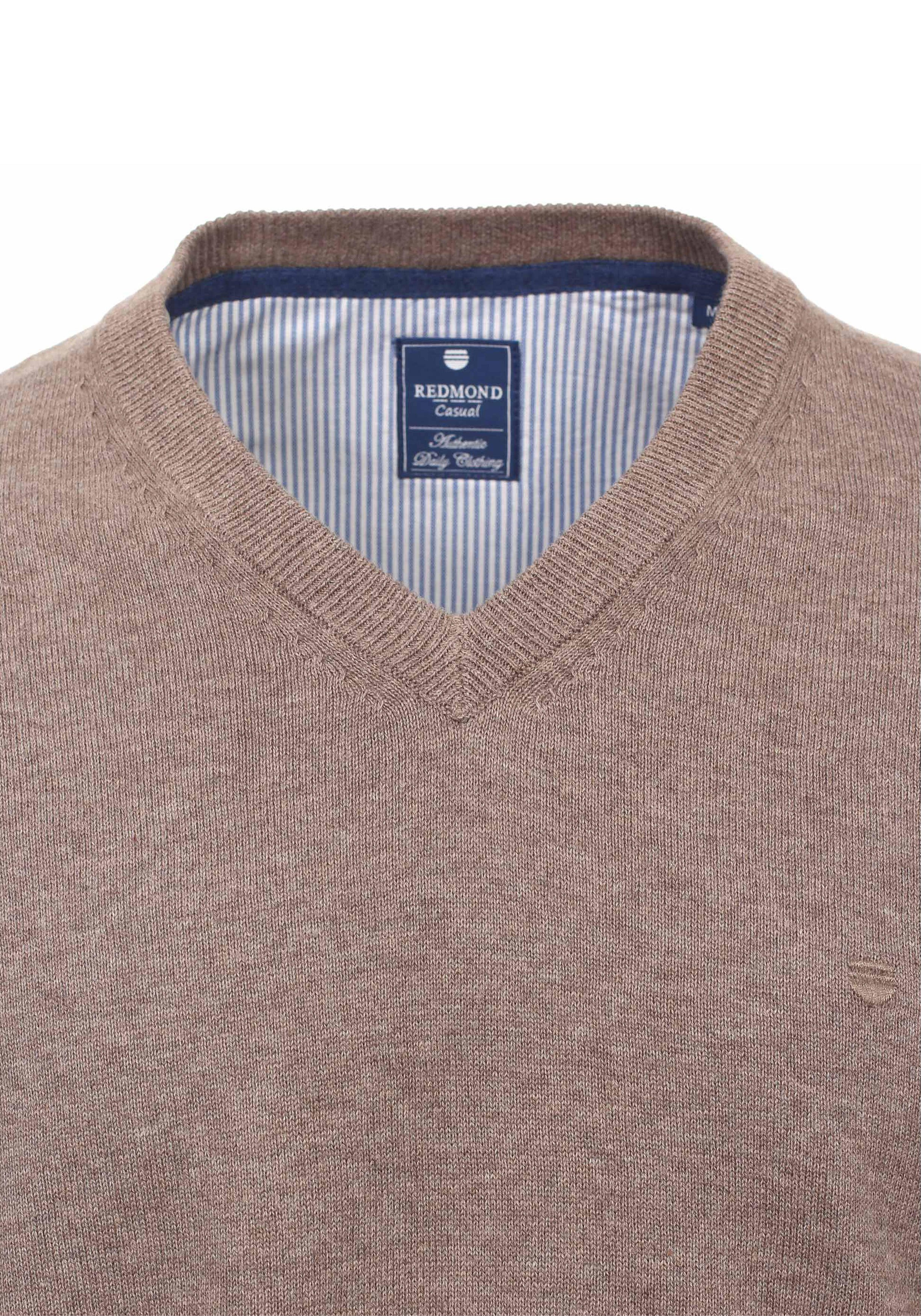 Redmond heren trui katoen, V-hals, beige