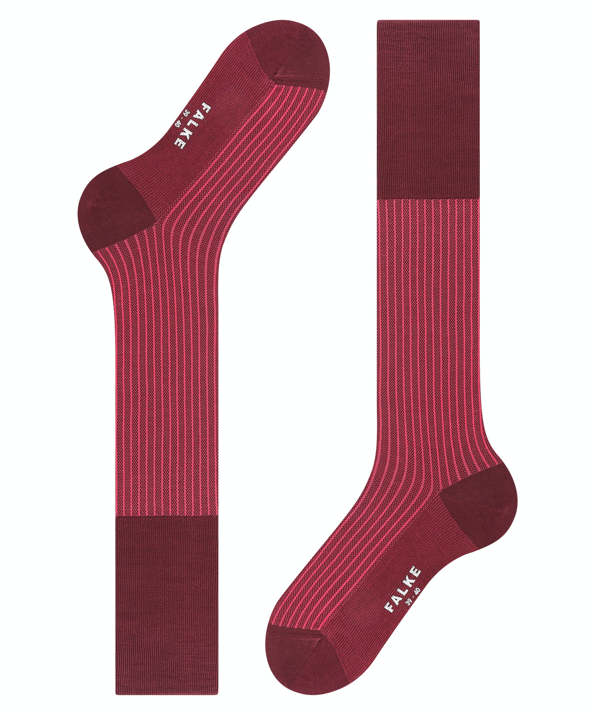 FALKE Oxford Stripe heren kniekousen, donkerrood (barolo)