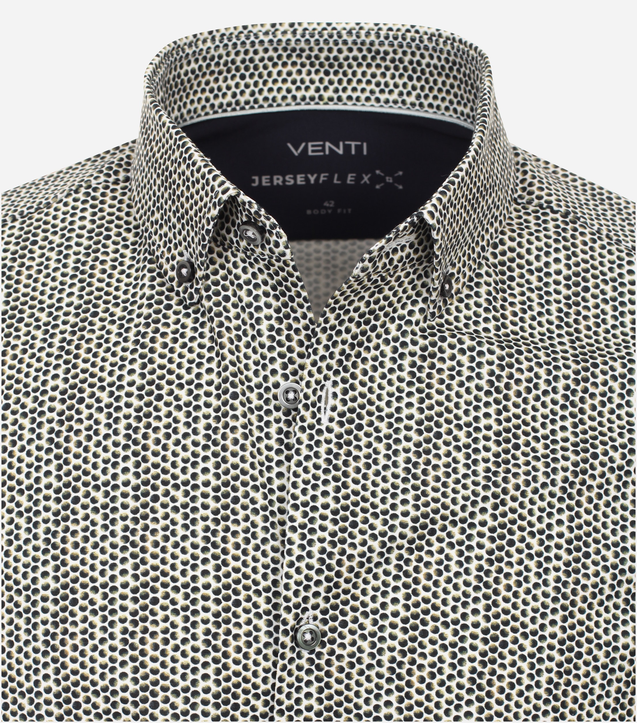 VENTI body fit overhemd, jersey, groen dessin