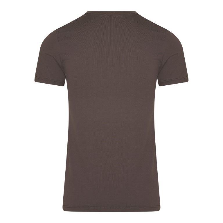 RJ Bodywear Pure Color bruin T-shirt (1-pack), heren T-shirt met V-hals, donkerbruin