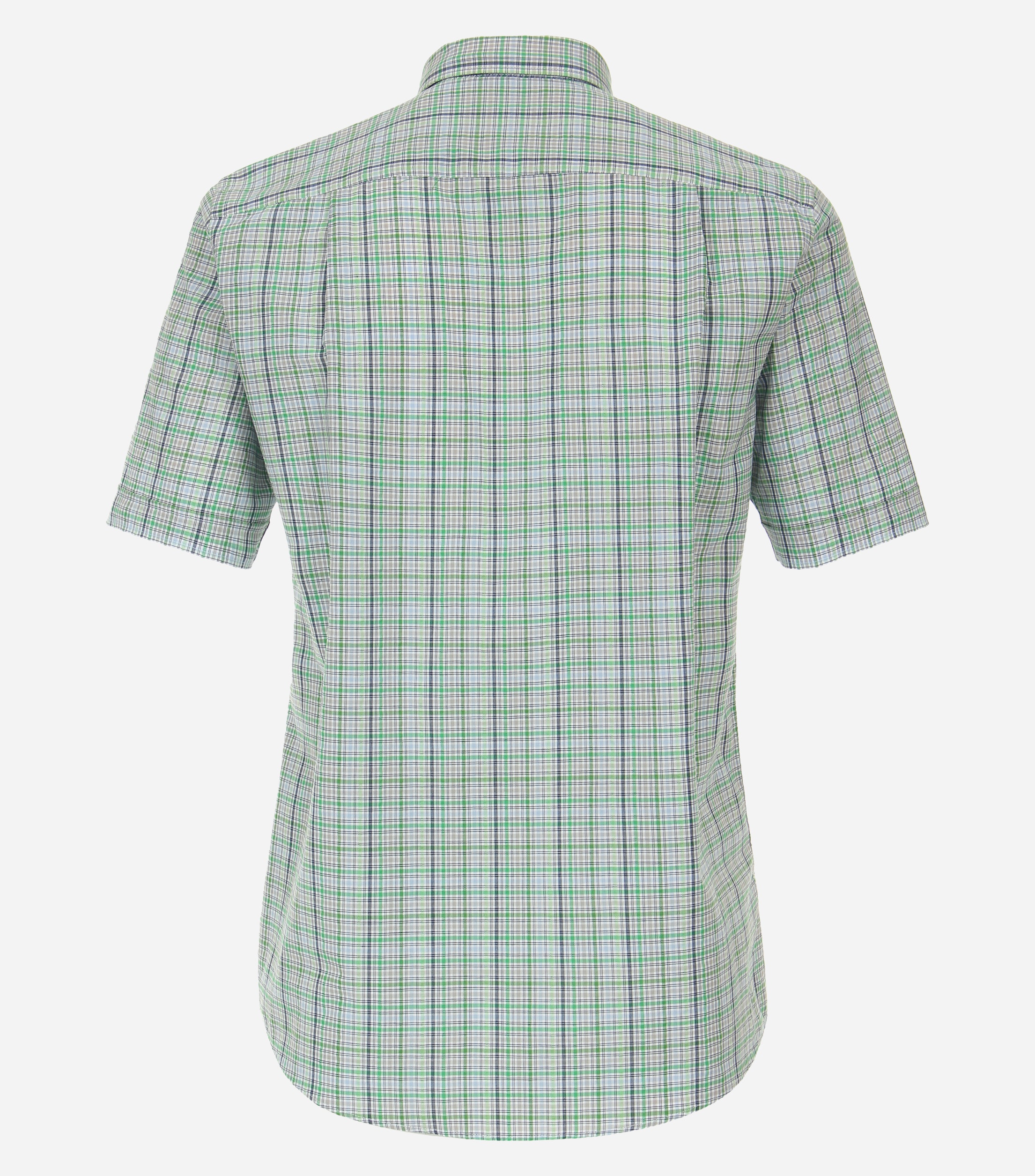 Redmond comfort fit overhemd, korte mouw, popeline, groen geruit