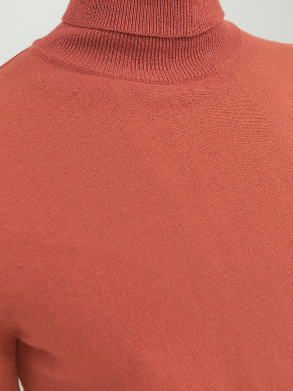 JACK & JONES Emil knit roll neck slim fit, heren pullover viscosemengsel met col, warm oranje