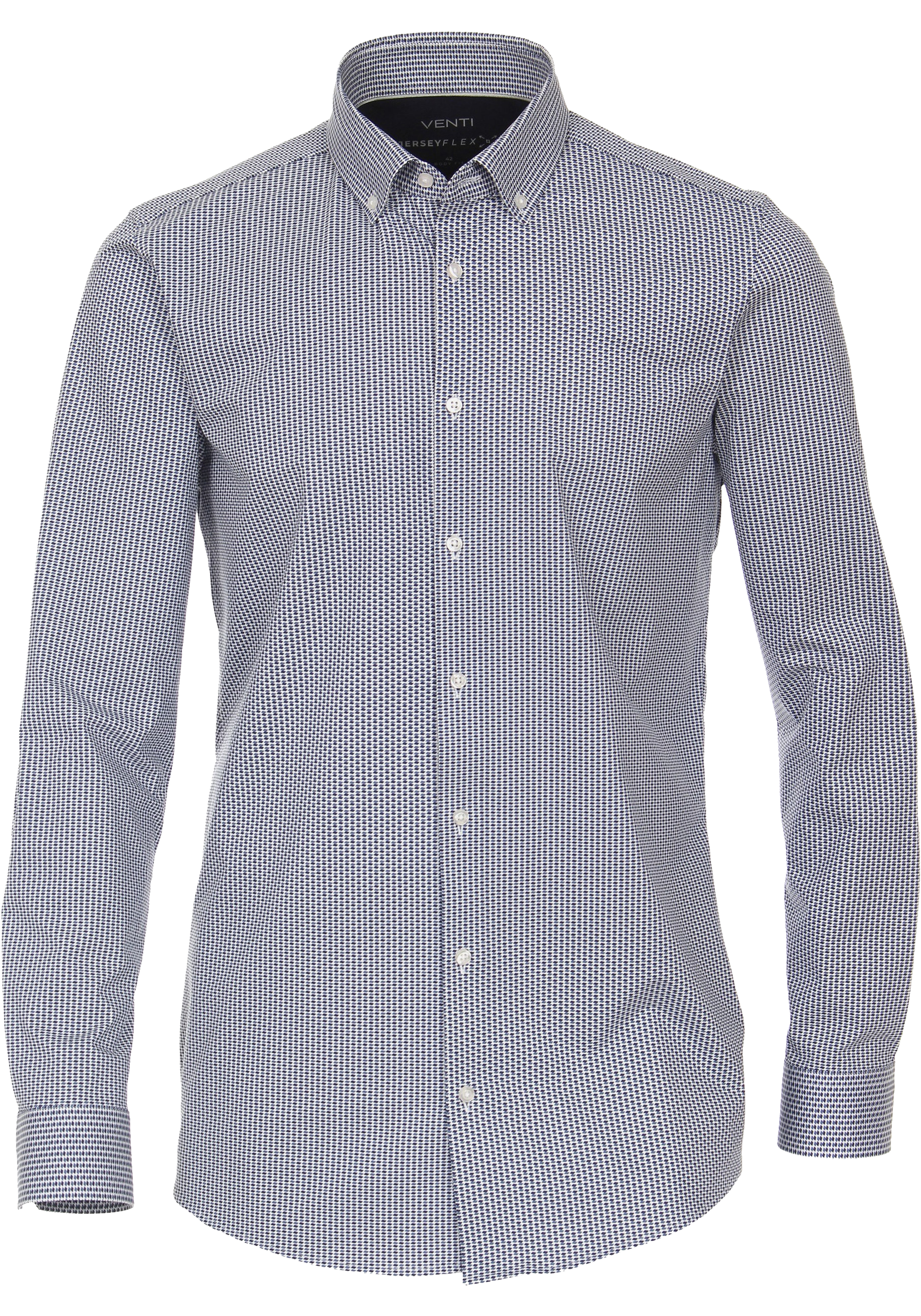 VENTI body fit overhemd, jersey, blauw dessin