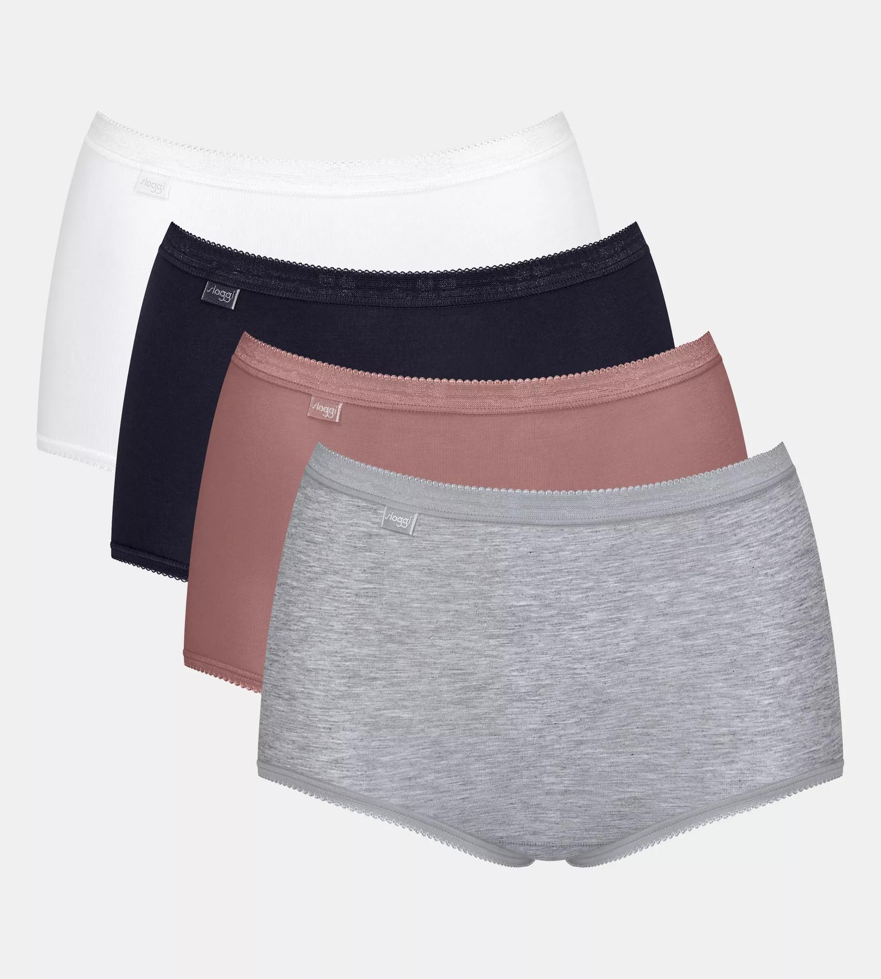 Sloggi Women Basic+ Maxi (4-pack), dames slip, wit, beige, zwart, grijs