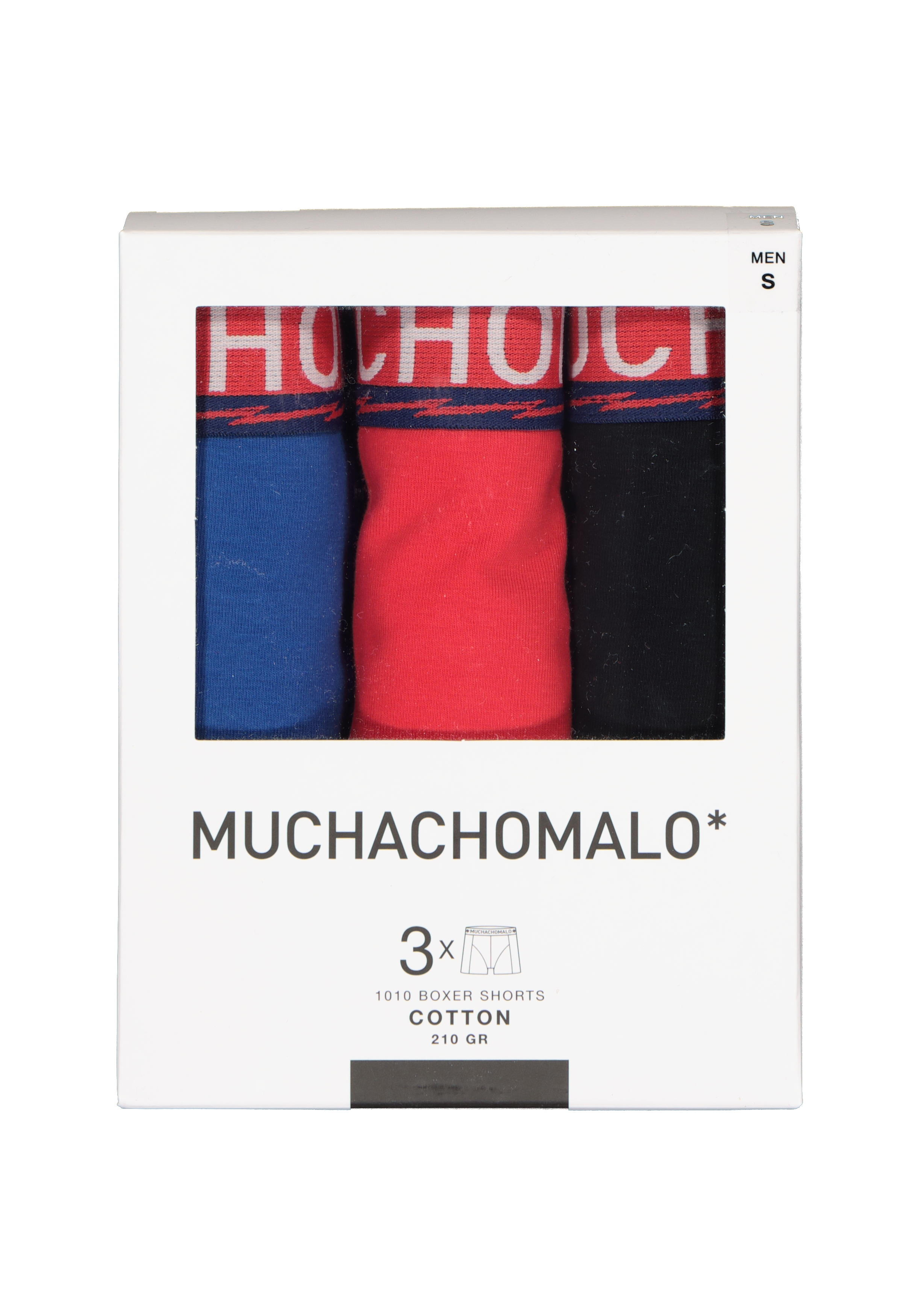 Muchachomalo heren boxershorts (3-pack), heren boxers normale lengte Solid, blauw, rood, zwart
