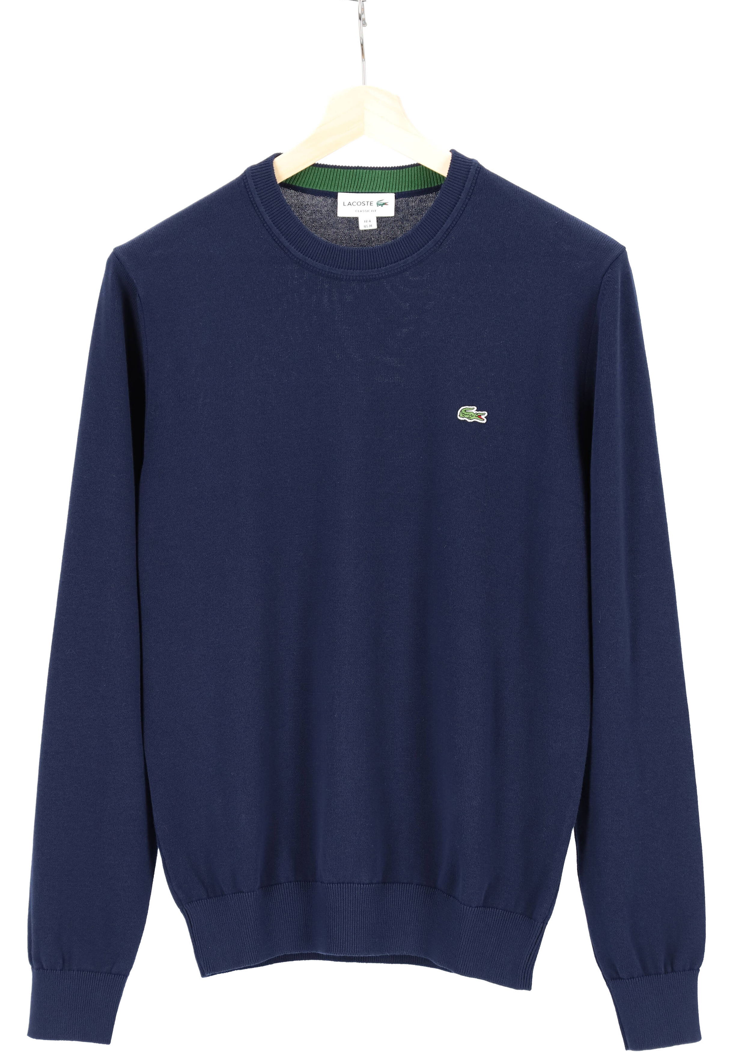 Lacoste trui katoen O-hals, gebreide heren trui, donkerblauw