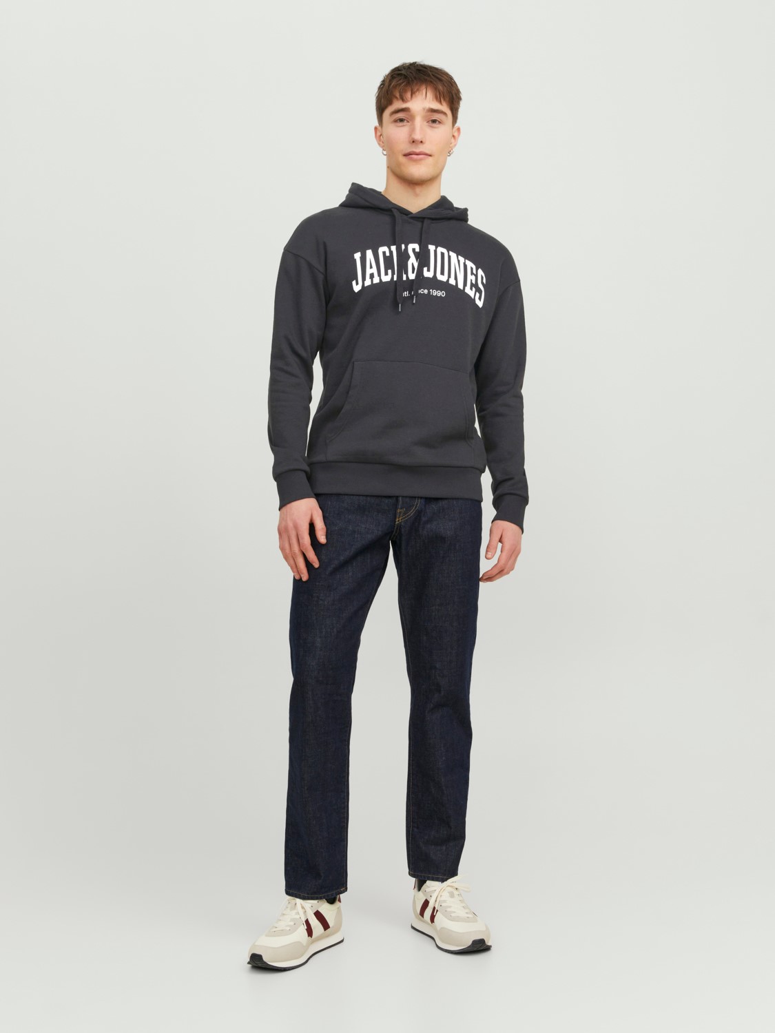 JACK & JONES Josh sweat hood regular fit, heren hoodie katoenmengsel met capuchon, zwart