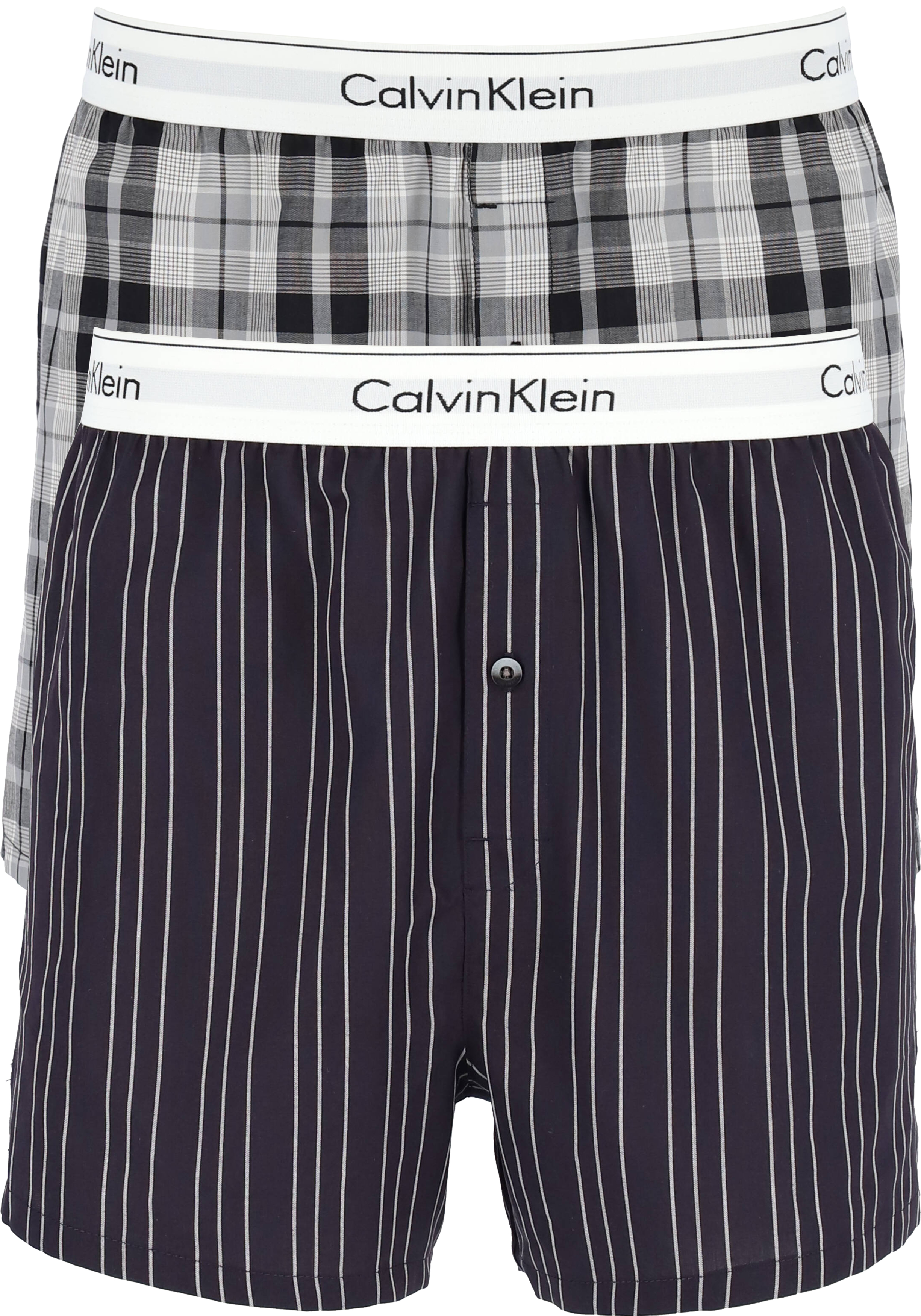 Calvin Klein Modern Cotton Slim Fit Boxer (2-pack), wijde boxers katoen, gestreept en geruit