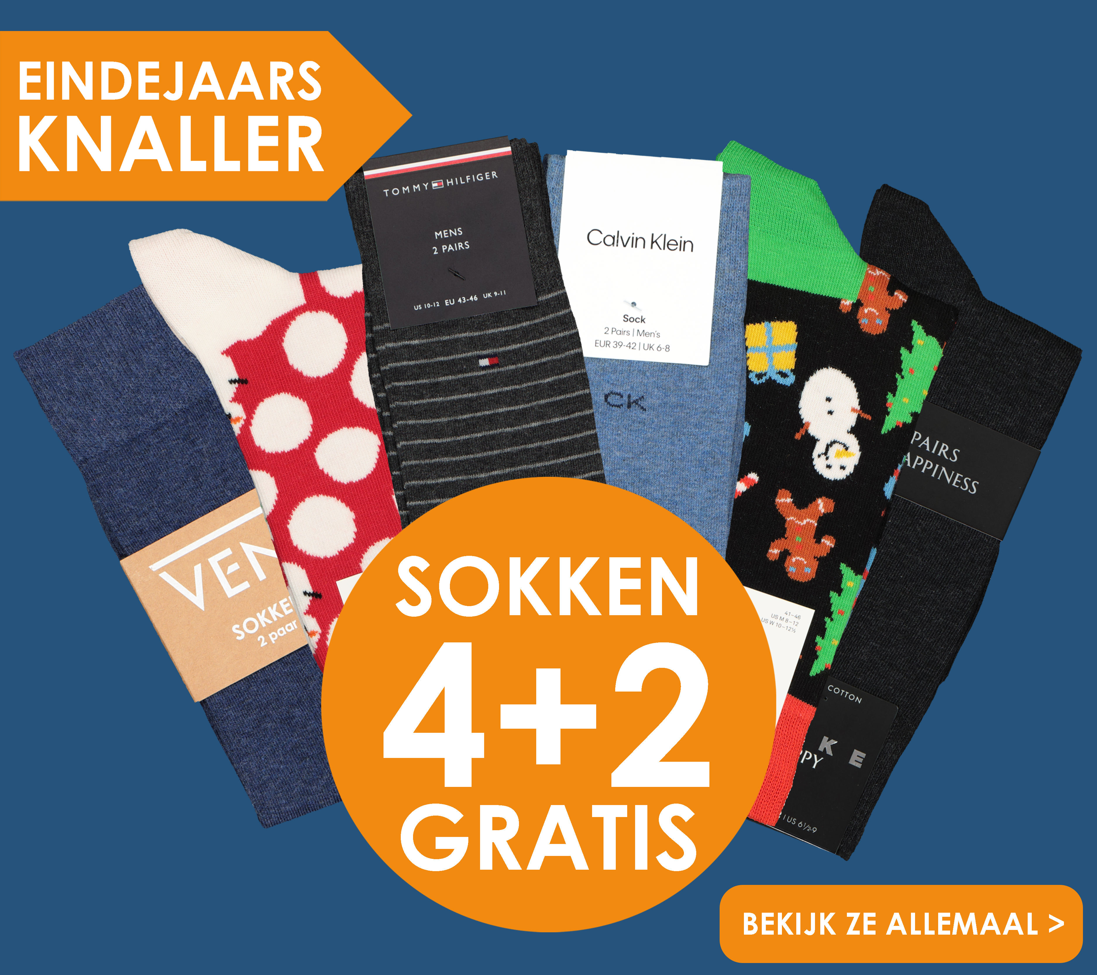 Eindejaars knallers bij HemdVoorHem, sokken 4+2 gratis, bekijk ze allemaal!