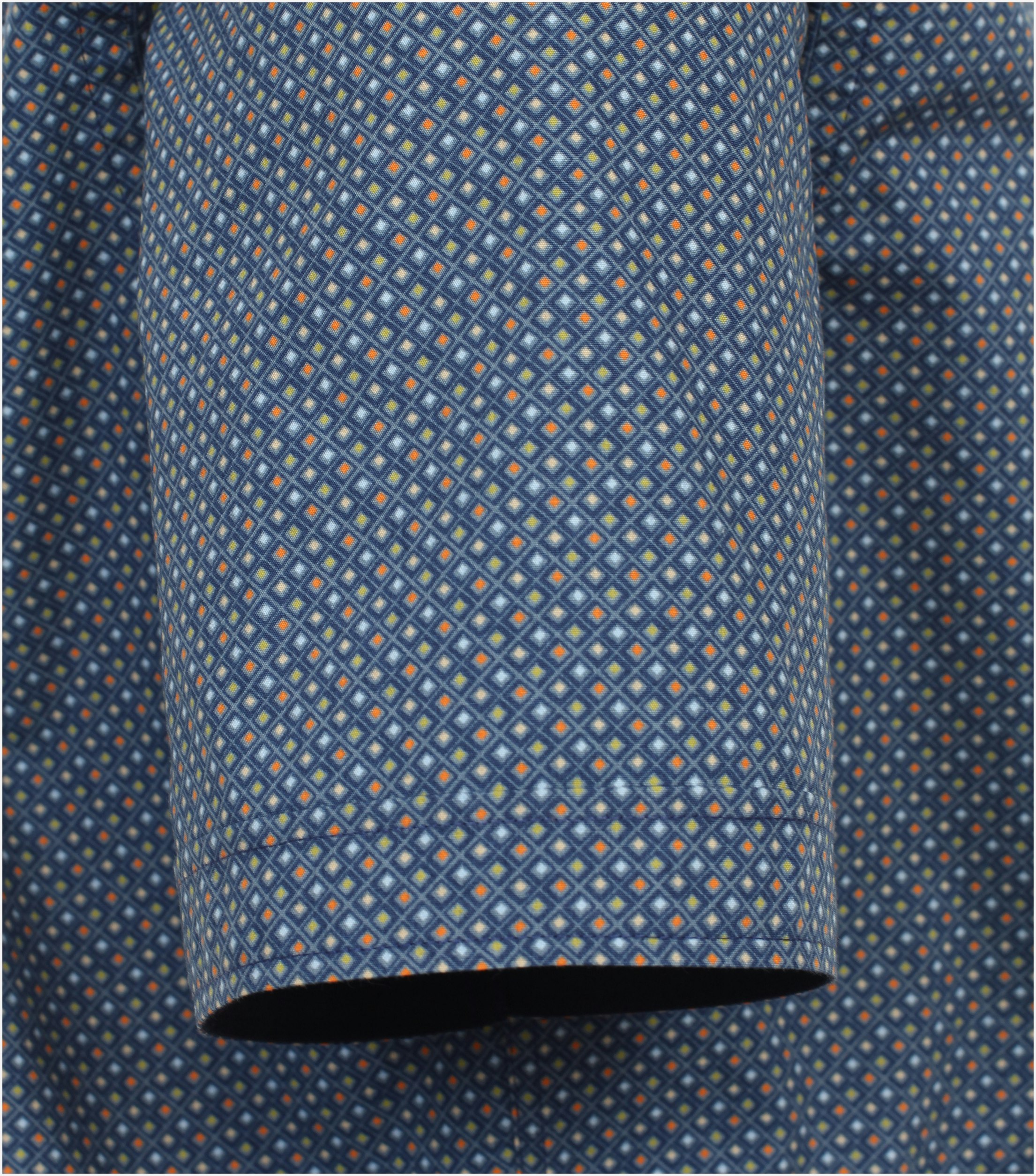 Redmond comfort fit overhemd, korte mouw, popeline, blauw dessin