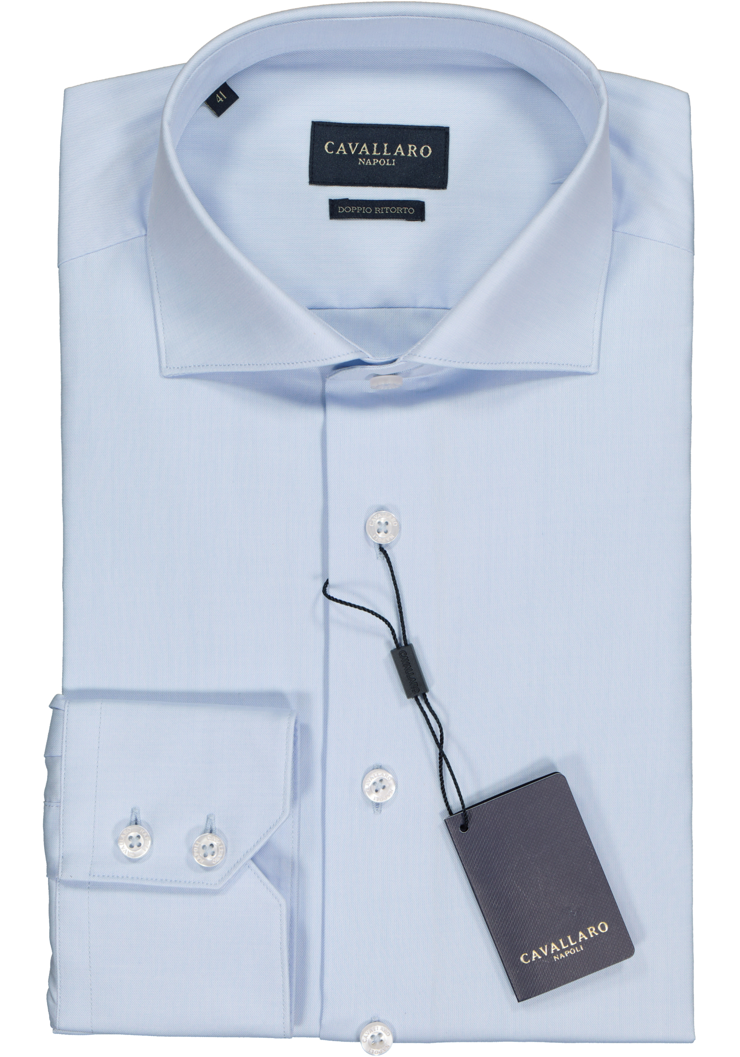 Cavallaro Napoli slim fit overhemd, twill, lichtblauw