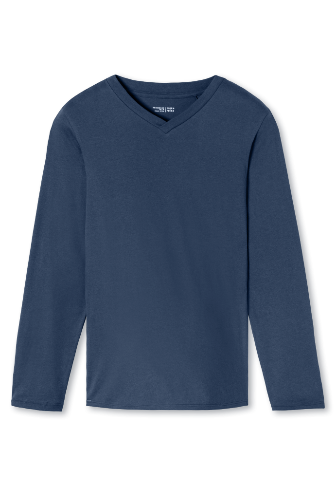 SCHIESSER Mix + Relax Shirt 1/1 arm, heren T-shirt lange mouw, royaalblauw
