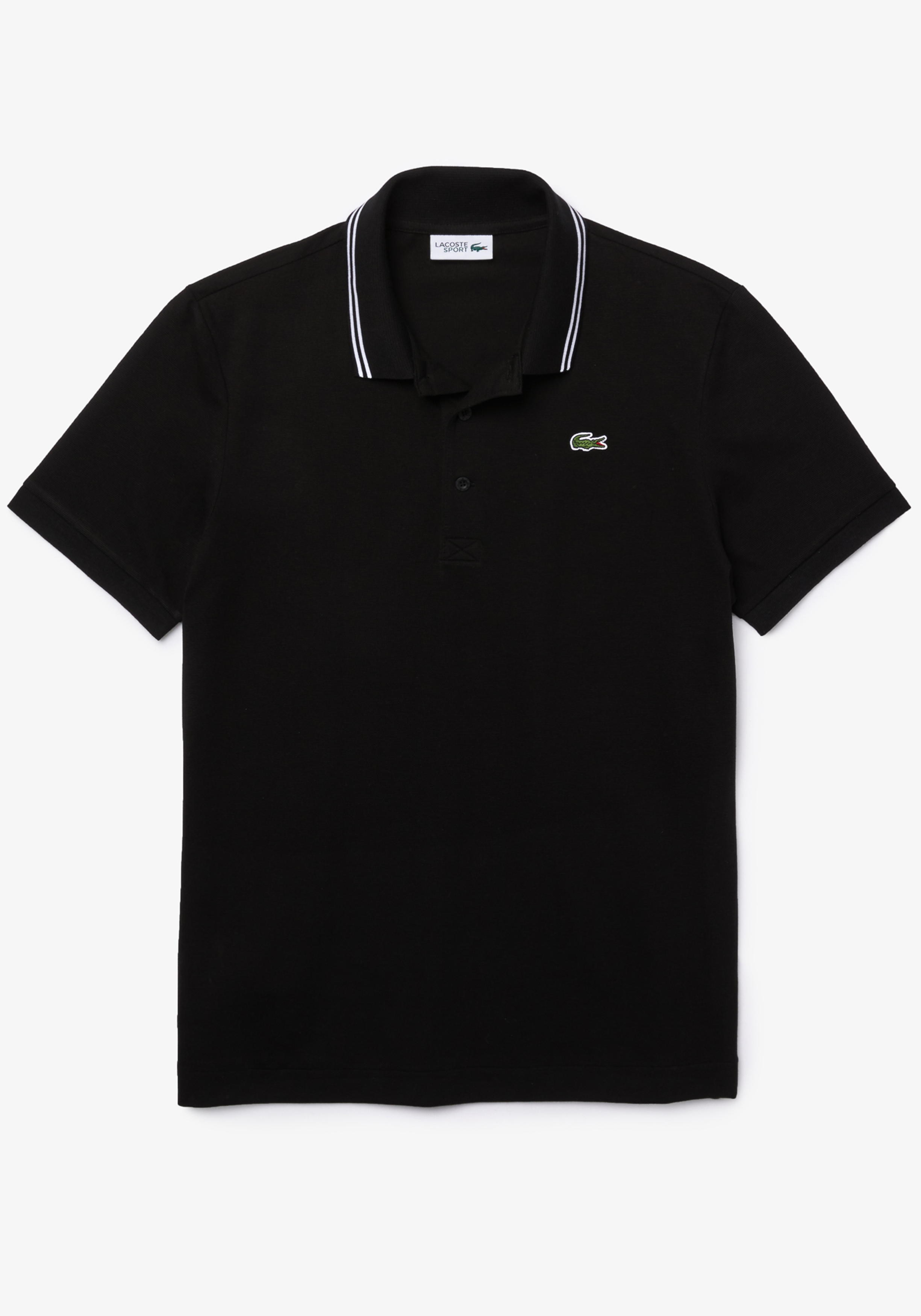 Lacoste Sport polo Regular Fit, super light knit, zwart met wit