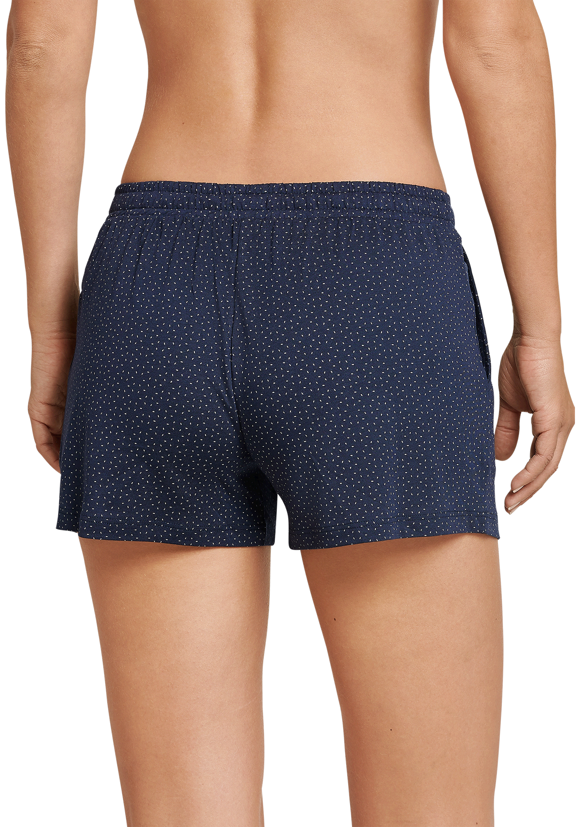 SCHIESSER dames Mix+Relax lounge broek, korte pijpen, dun, donkerblauw mini dessin