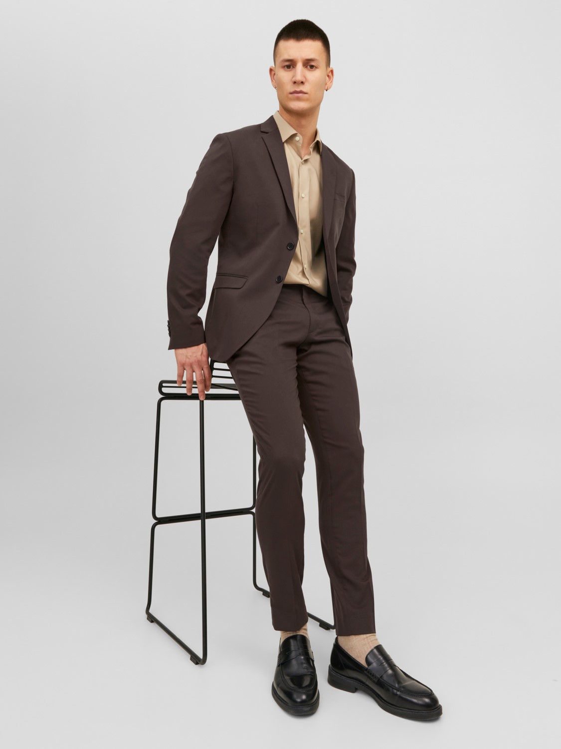 JACK & JONES Franco Trouser slim fit, heren pantalon, donkerbruin
