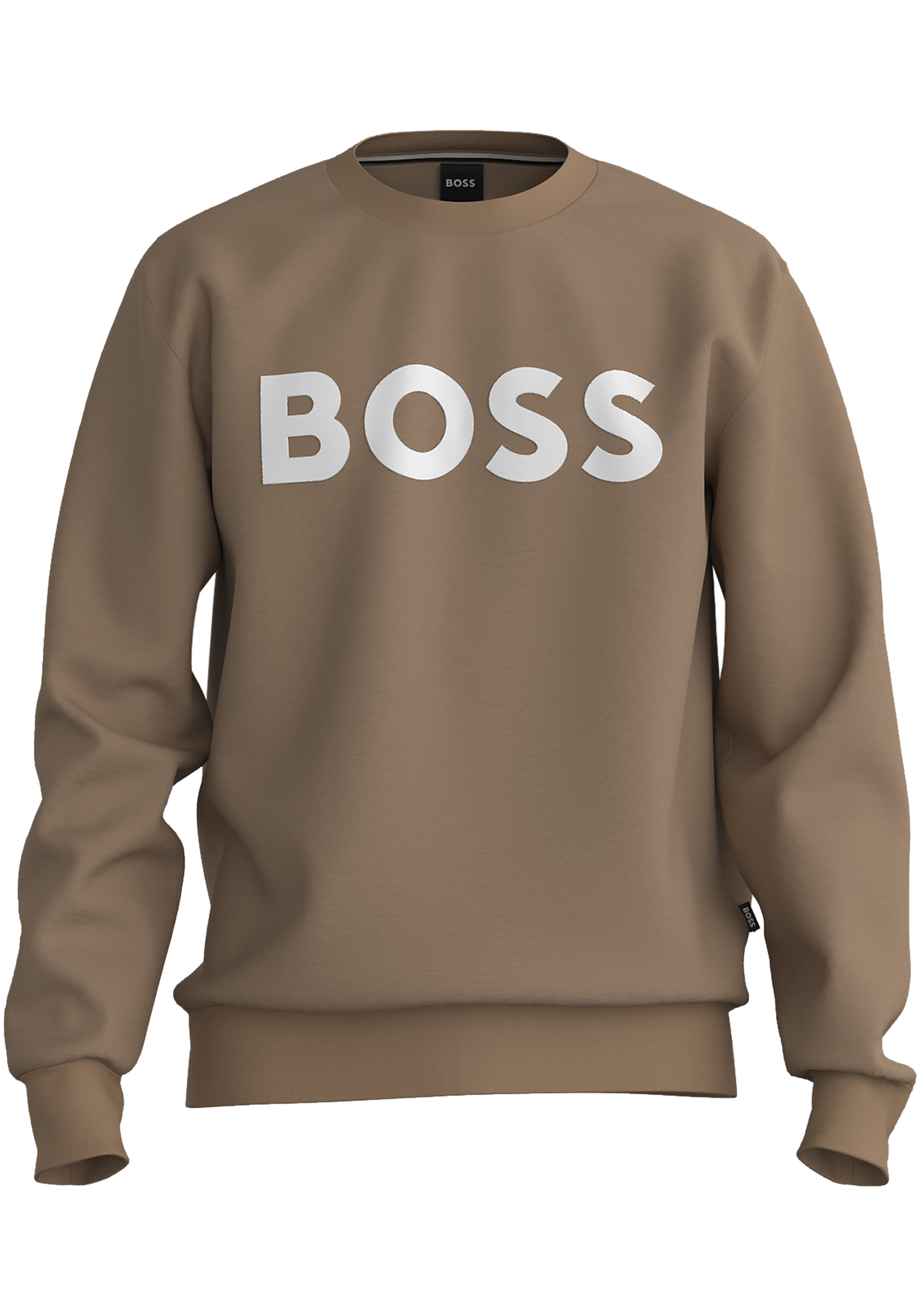 BOSS Soleri regular fit trui katoen, heren sweatshirt middeldik, midden beige