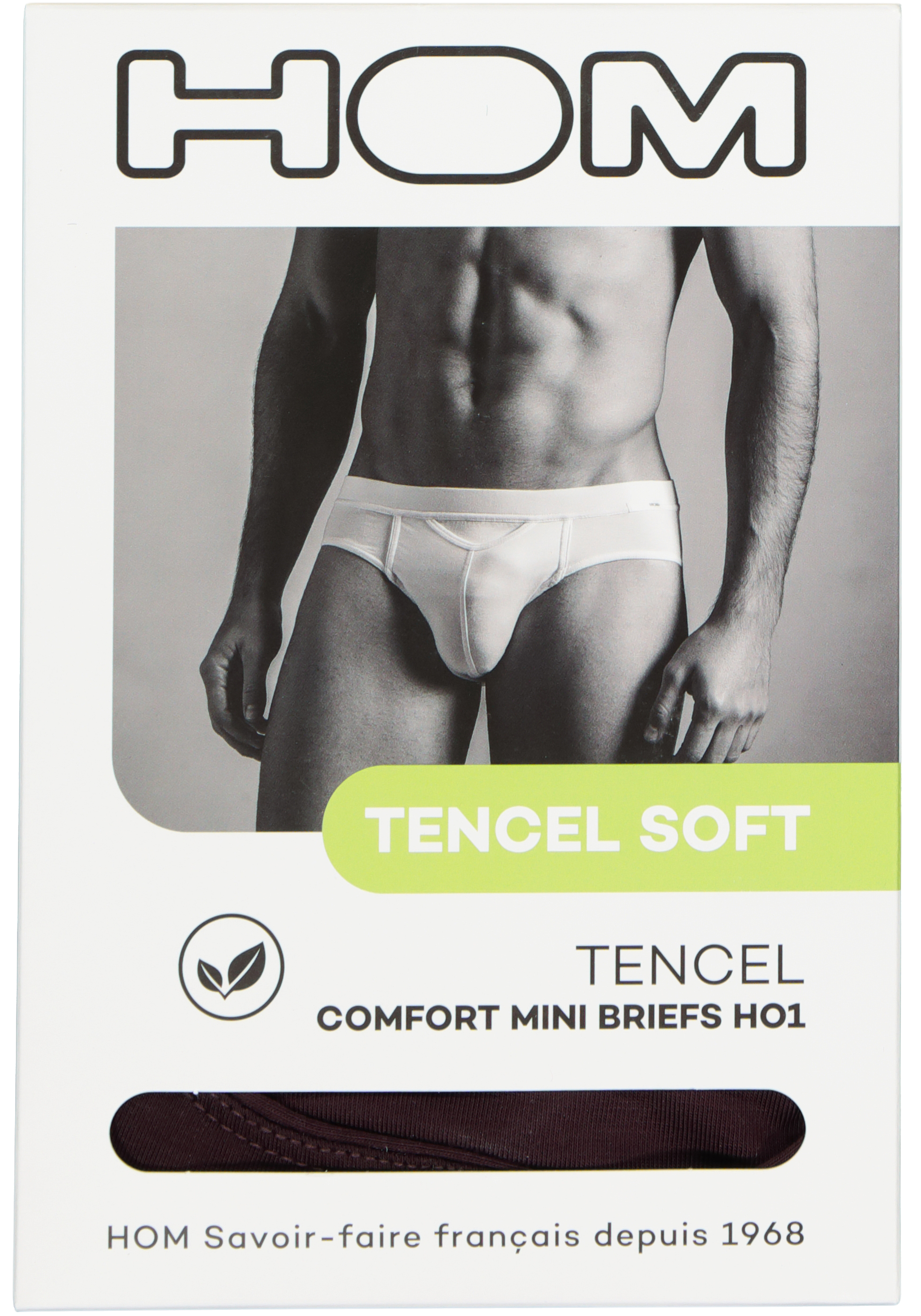 HOM Tencel soft comfort mini briefs HO1 (1-pack), heren slip met horizointale gulp, bordeaux