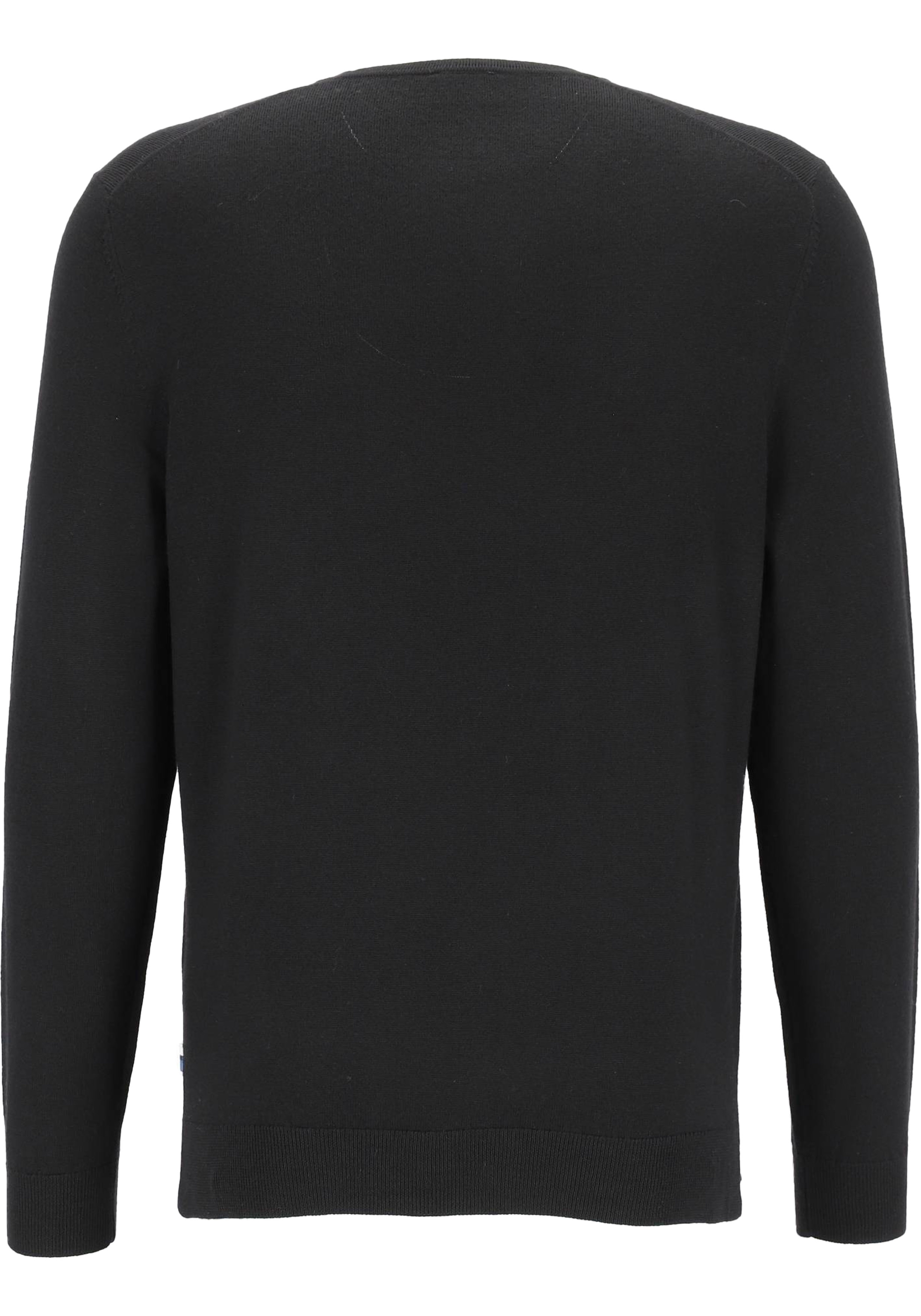 OLYMP modern fit trui wol, O-hals, zwart