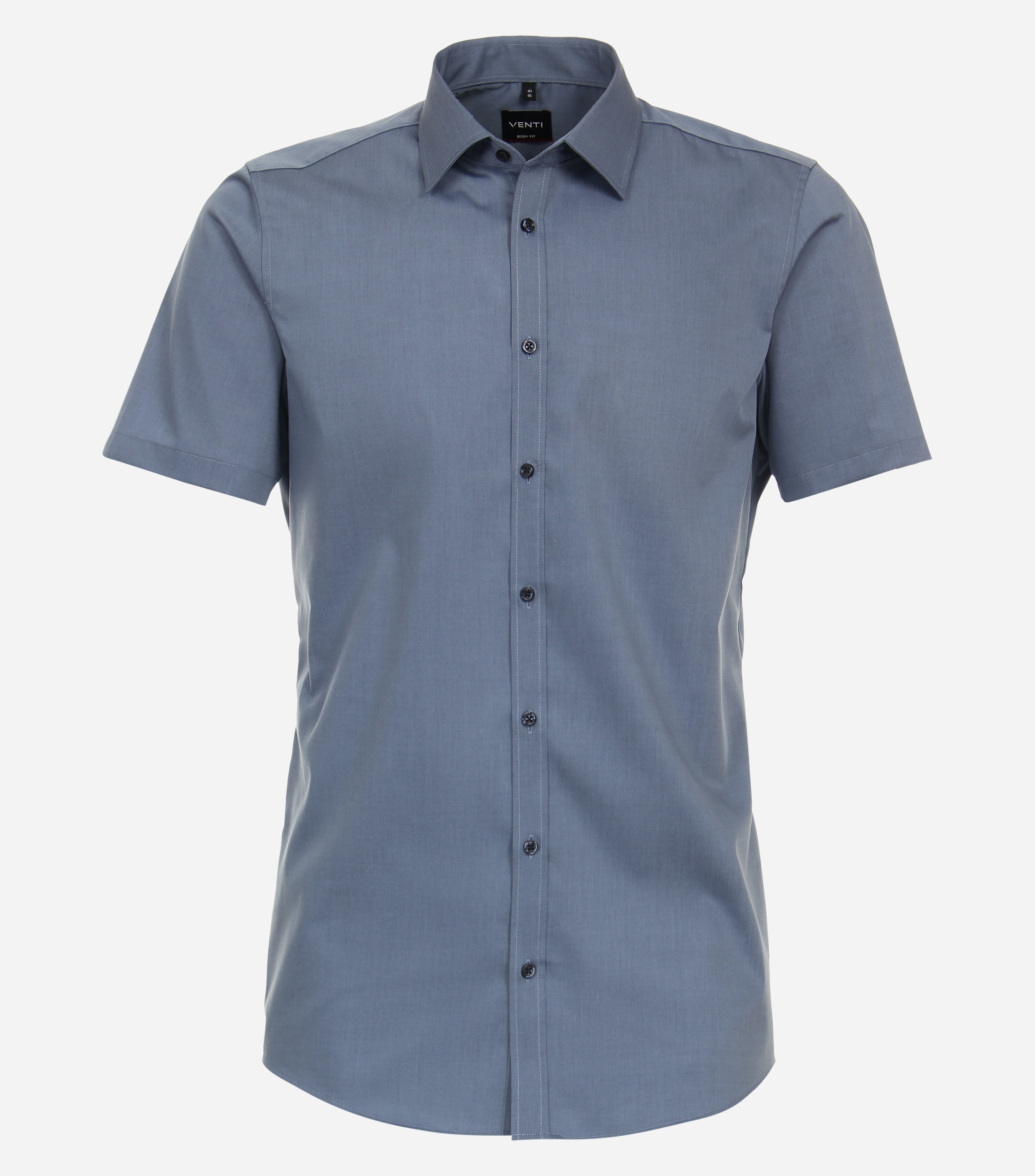 VENTI body fit overhemd, korte mouw, popeline, blauw