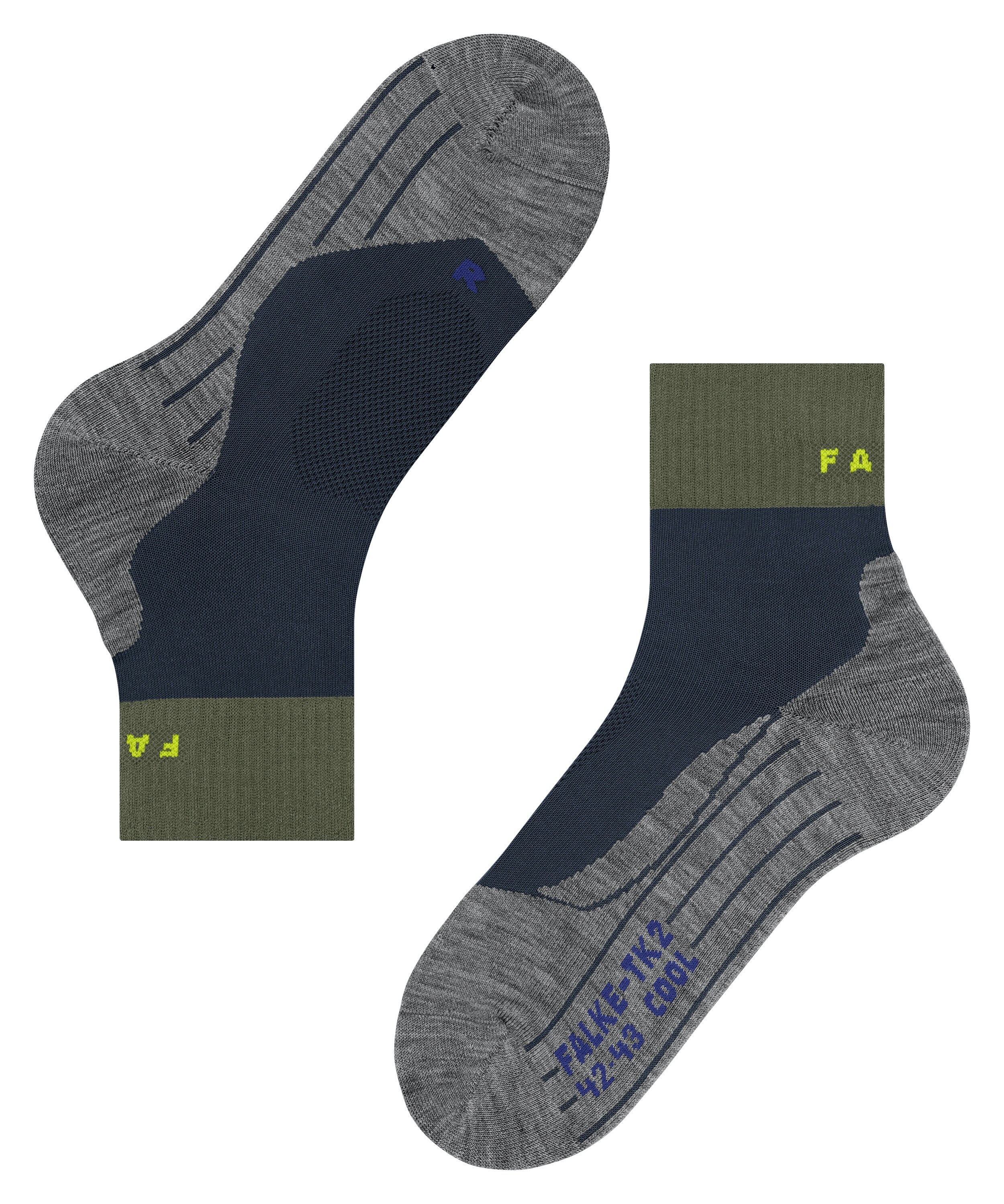 FALKE TK2 Explore Cool Short heren trekking sokken kort, blauw (space blue)