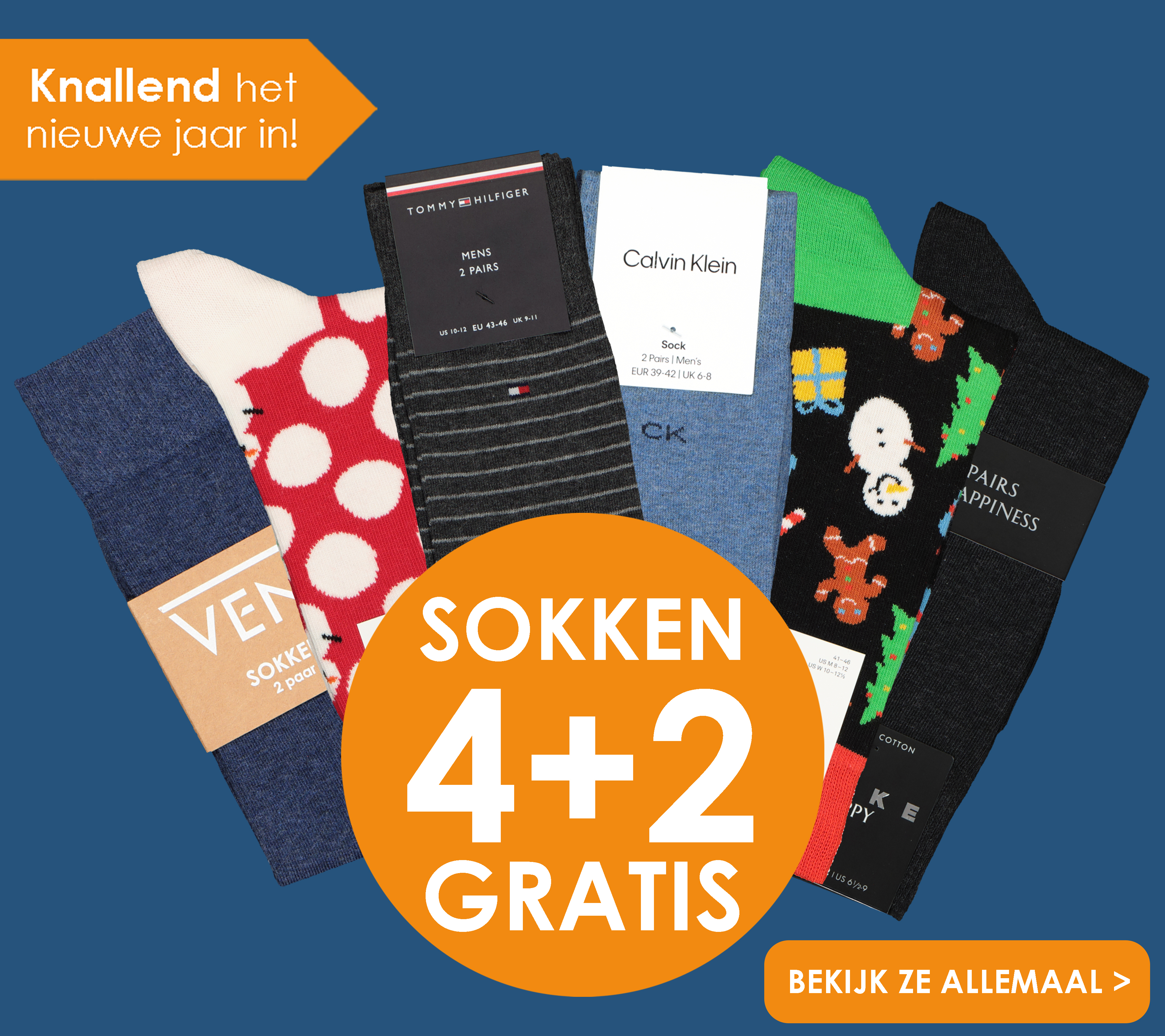 Knallend het nieuwe jaar in, sokken 4 + 2 gratis bij HemdVoorHem, bekijk ze allemaal!