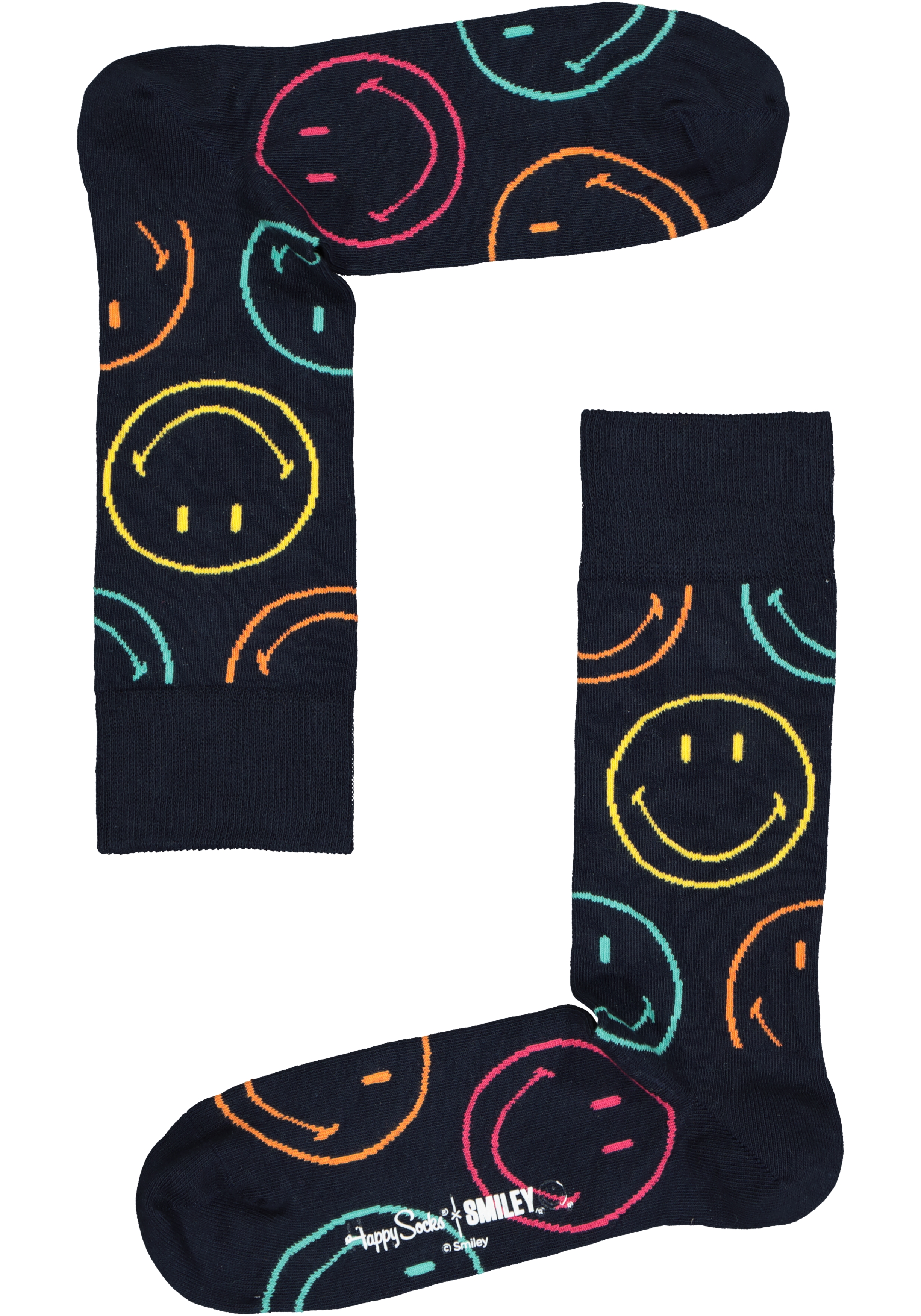 Happy Socks Jumbo Smiley Dot Sock, lachend blauw