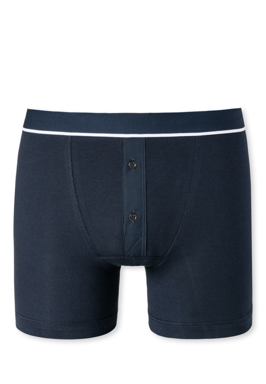 SCHIESSER Retro Rib boxer (1-pack), heren short dubbelrib biologisch katoen donkerblauw