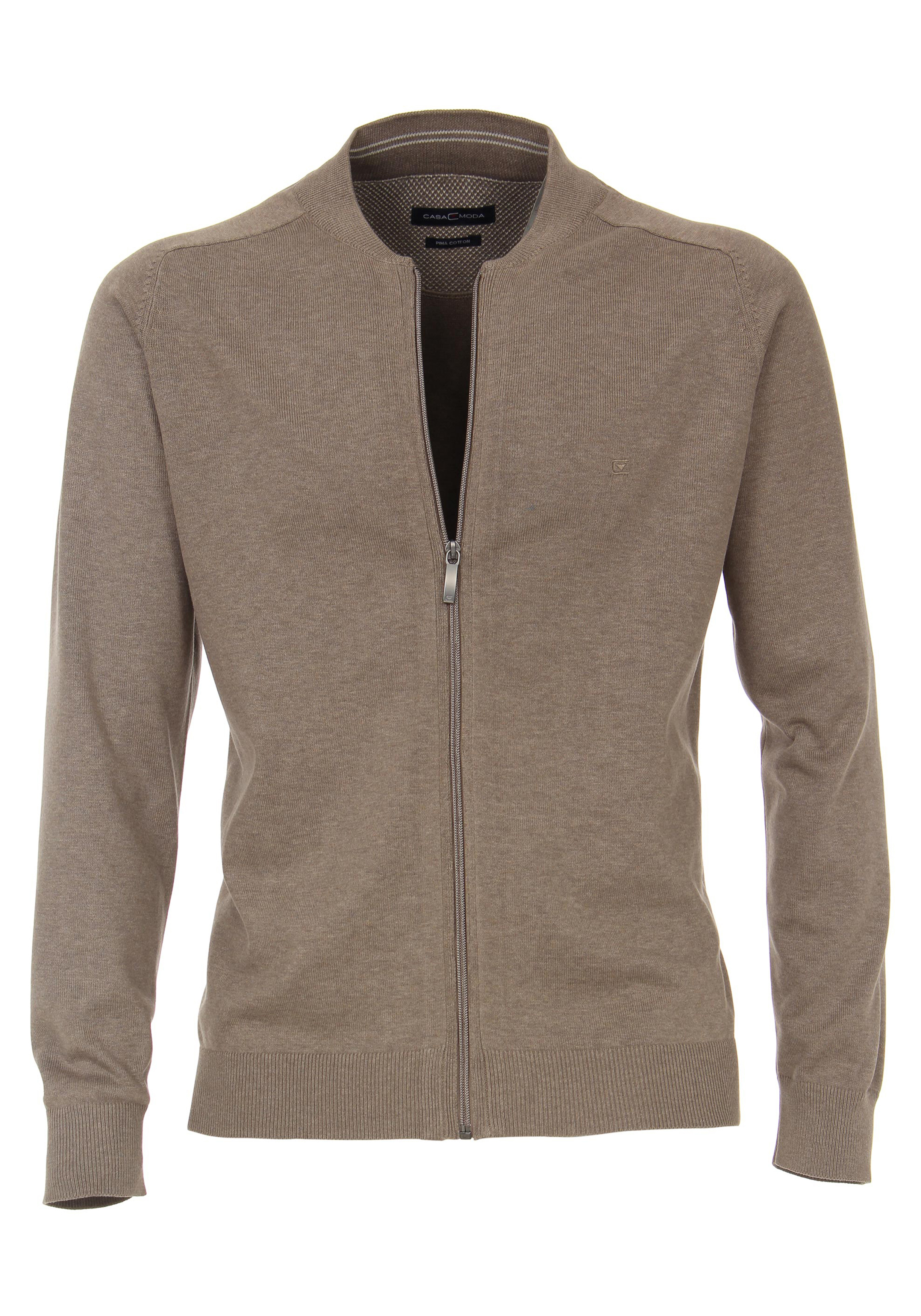 CASA MODA heren vest katoen, met rits, kaki