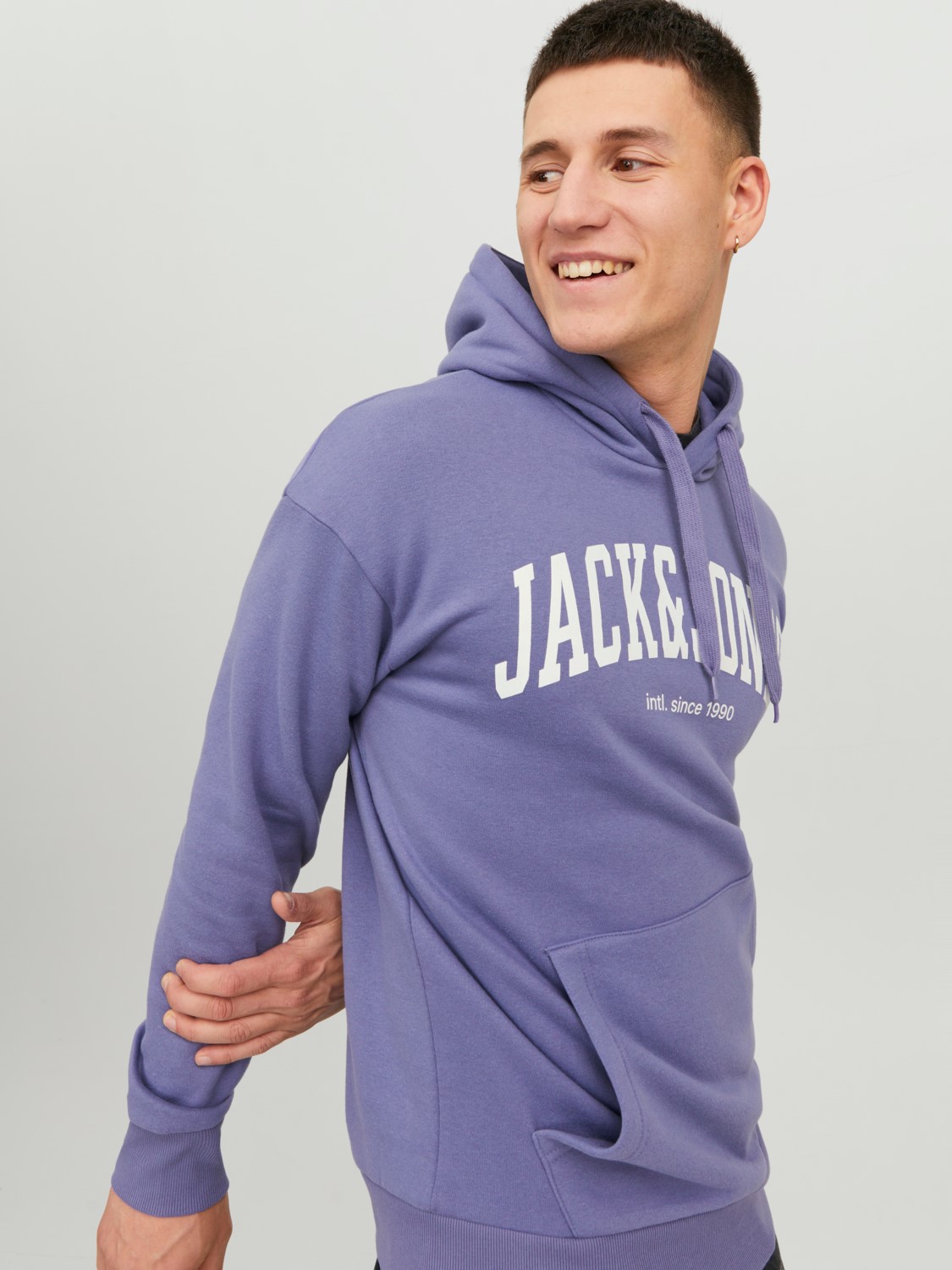 JACK & JONES Josh sweat hood regular fit, heren hoodie katoenmengsel met capuchon, paars