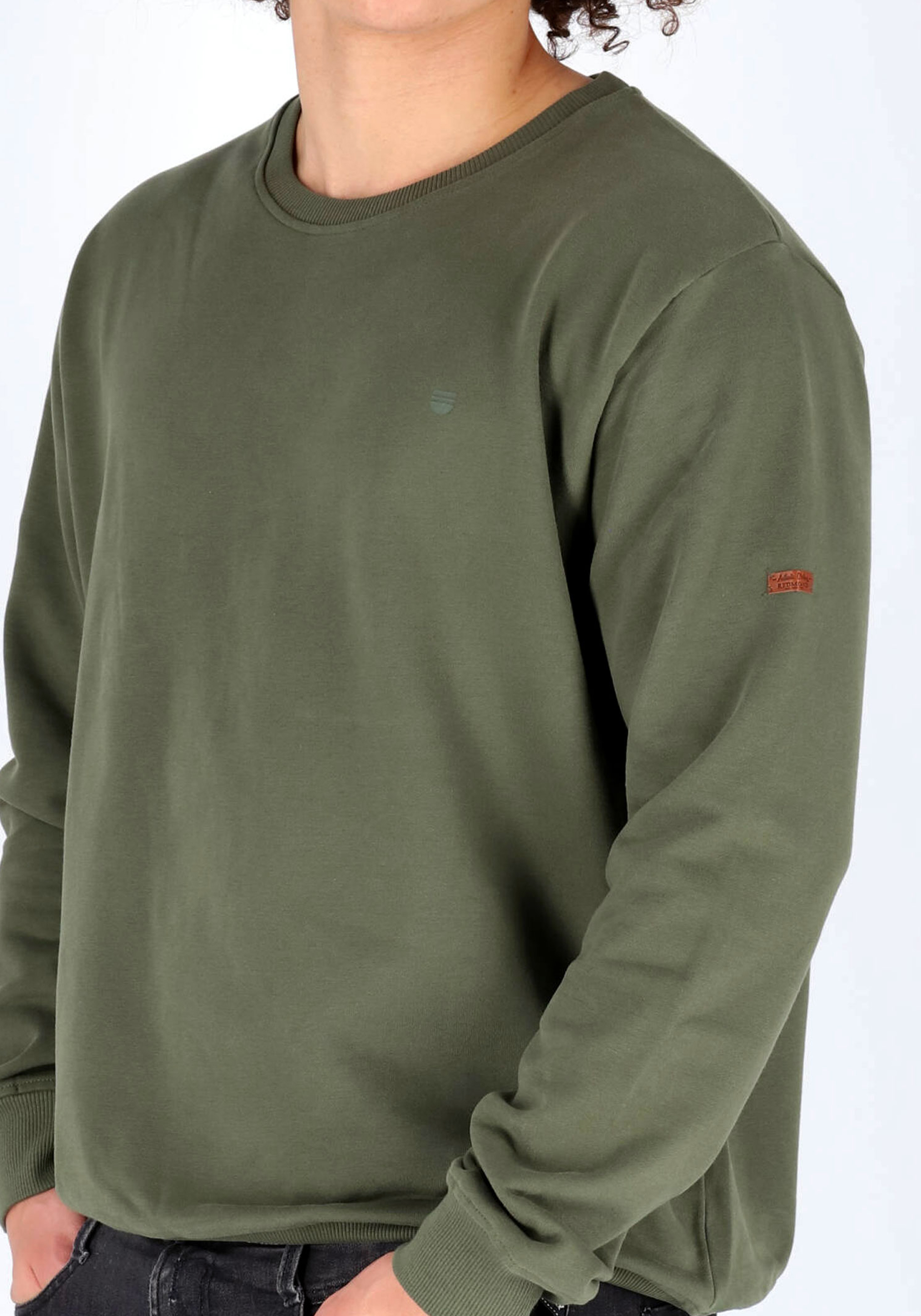 Redmond heren sweatshirt katoenmengsel, O-hals, groen (middeldik)