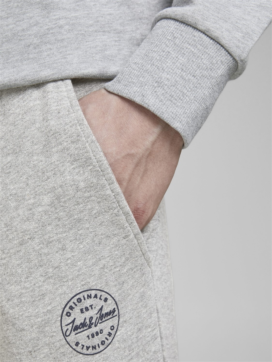 JACK & JONES Gordon Shark Sweat Pants regular fit, heren joggingbroek, lichtgrijs melange