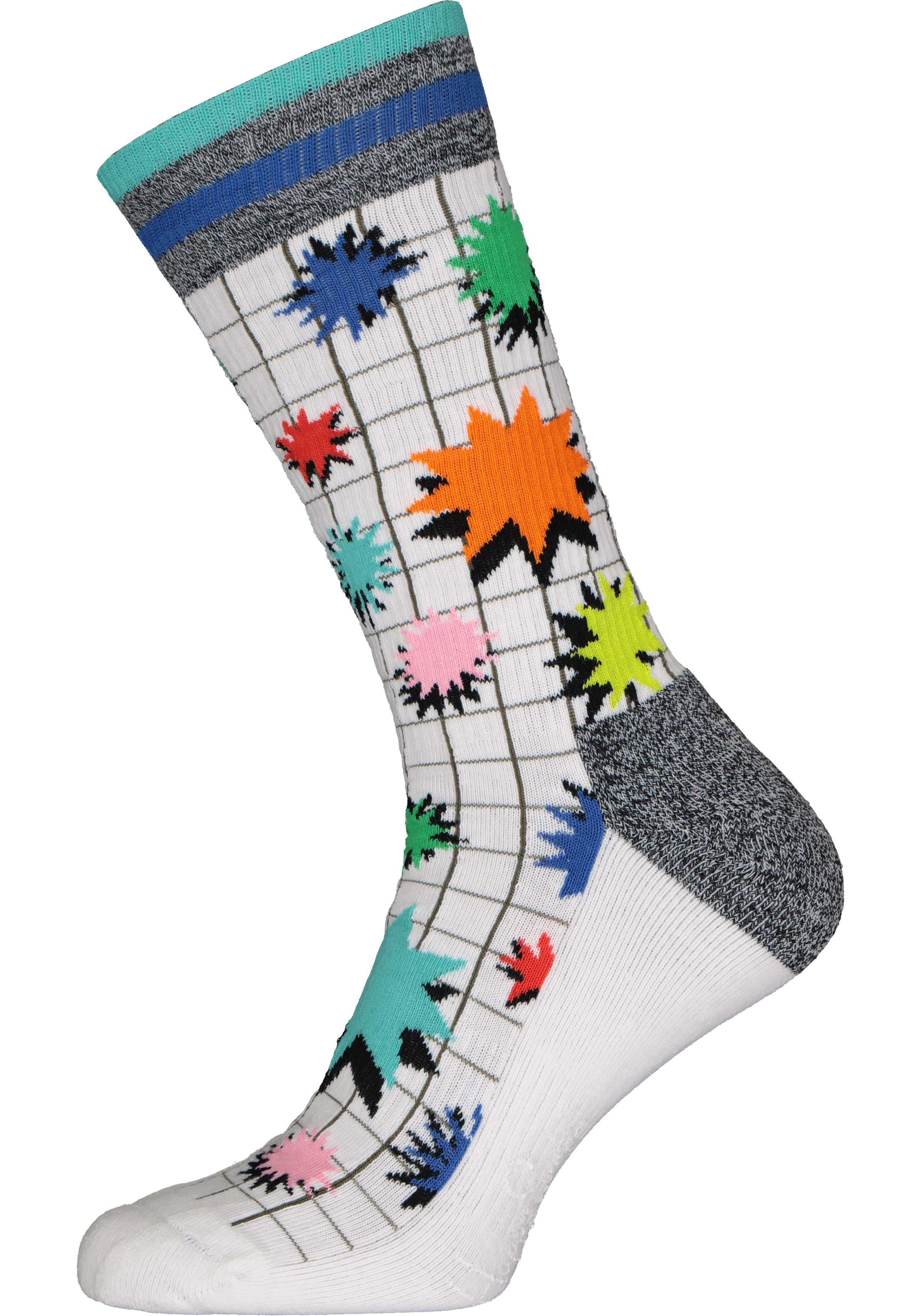 Happy Socks Explosion Crew Sock, explosief wit met kleur