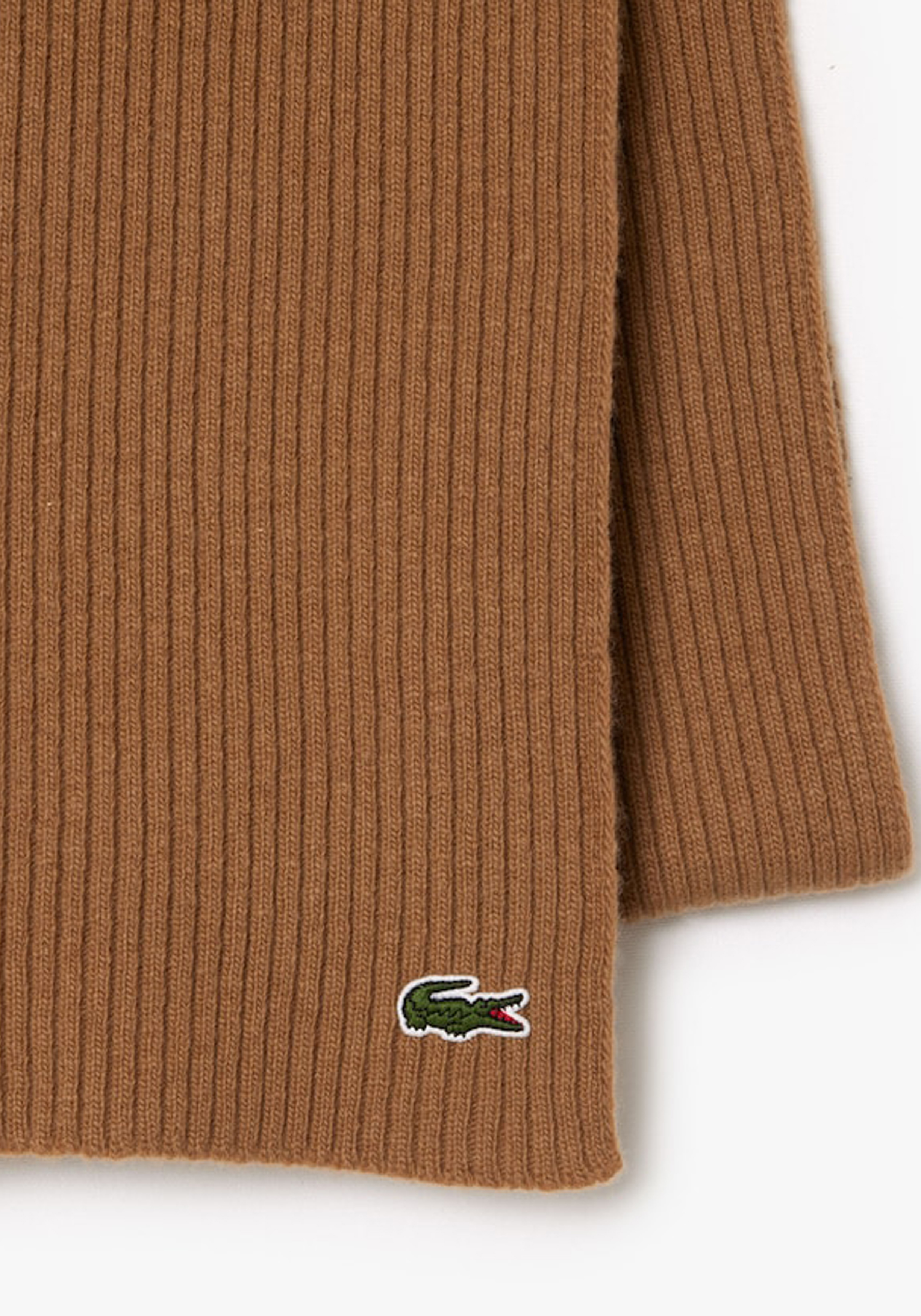 Lacoste sjaal wol, unisex gebreide sjaal, beige