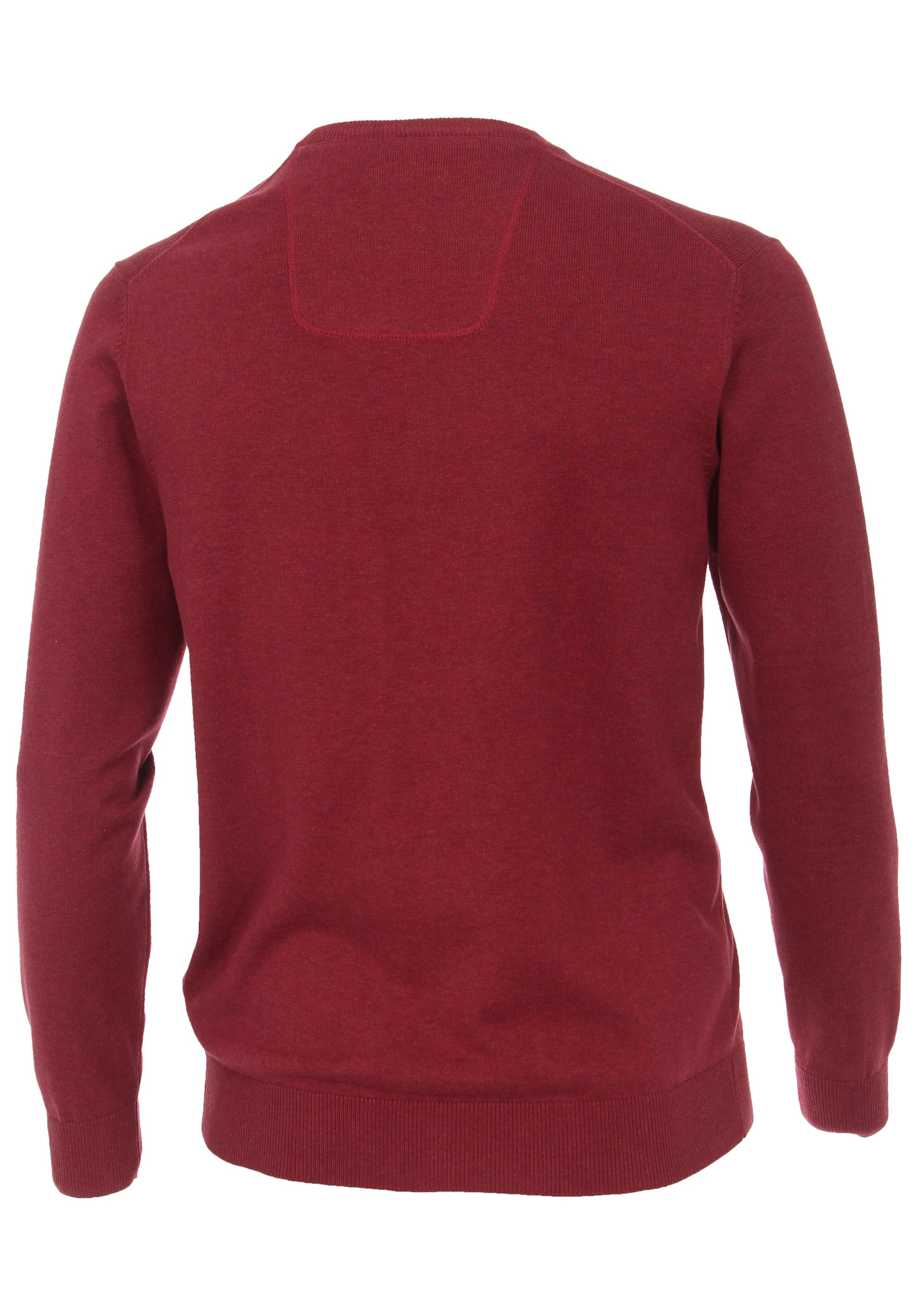 CASA MODA heren trui katoen, V-hals, donkerrood