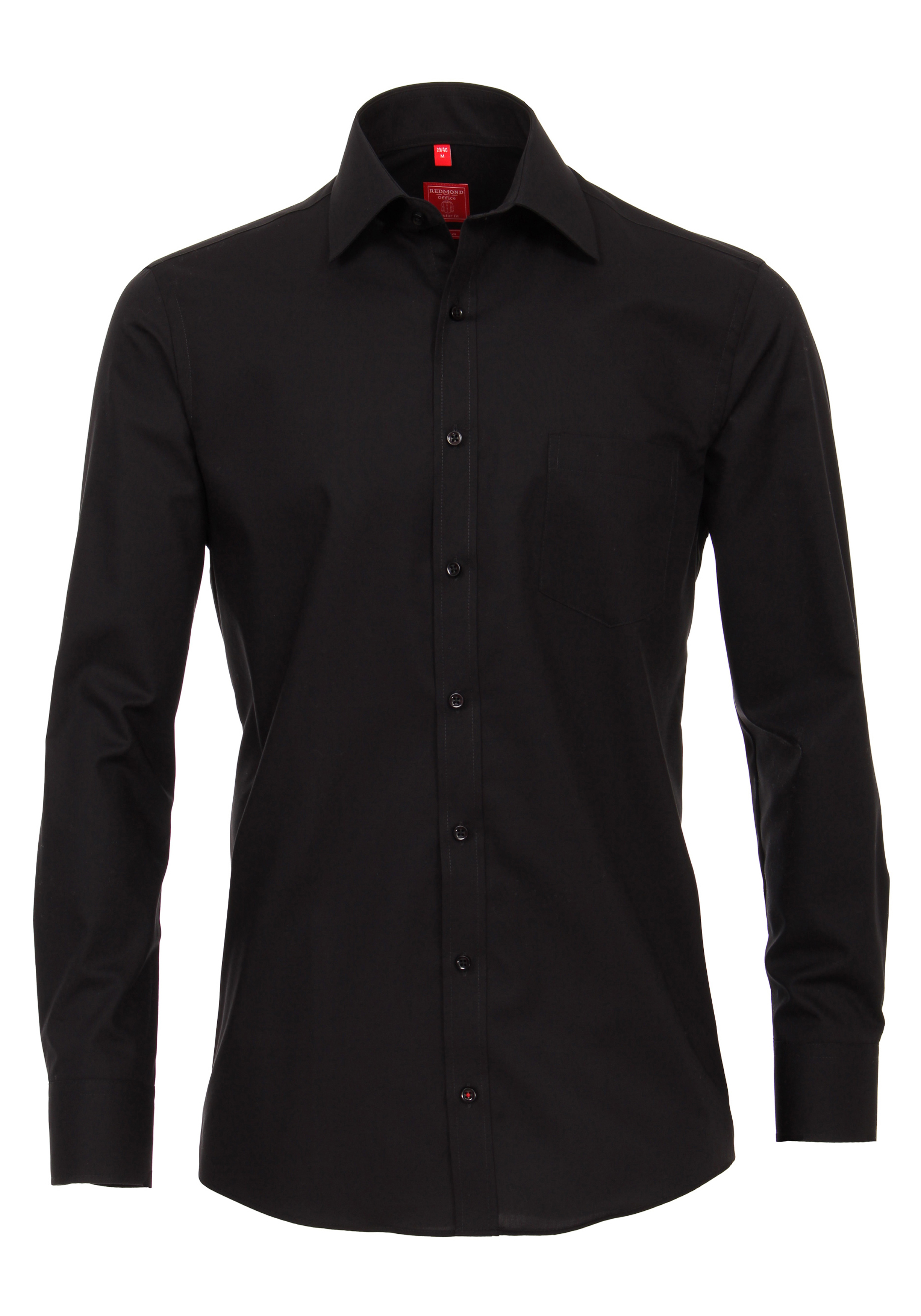 Redmond regular fit overhemd, zwart