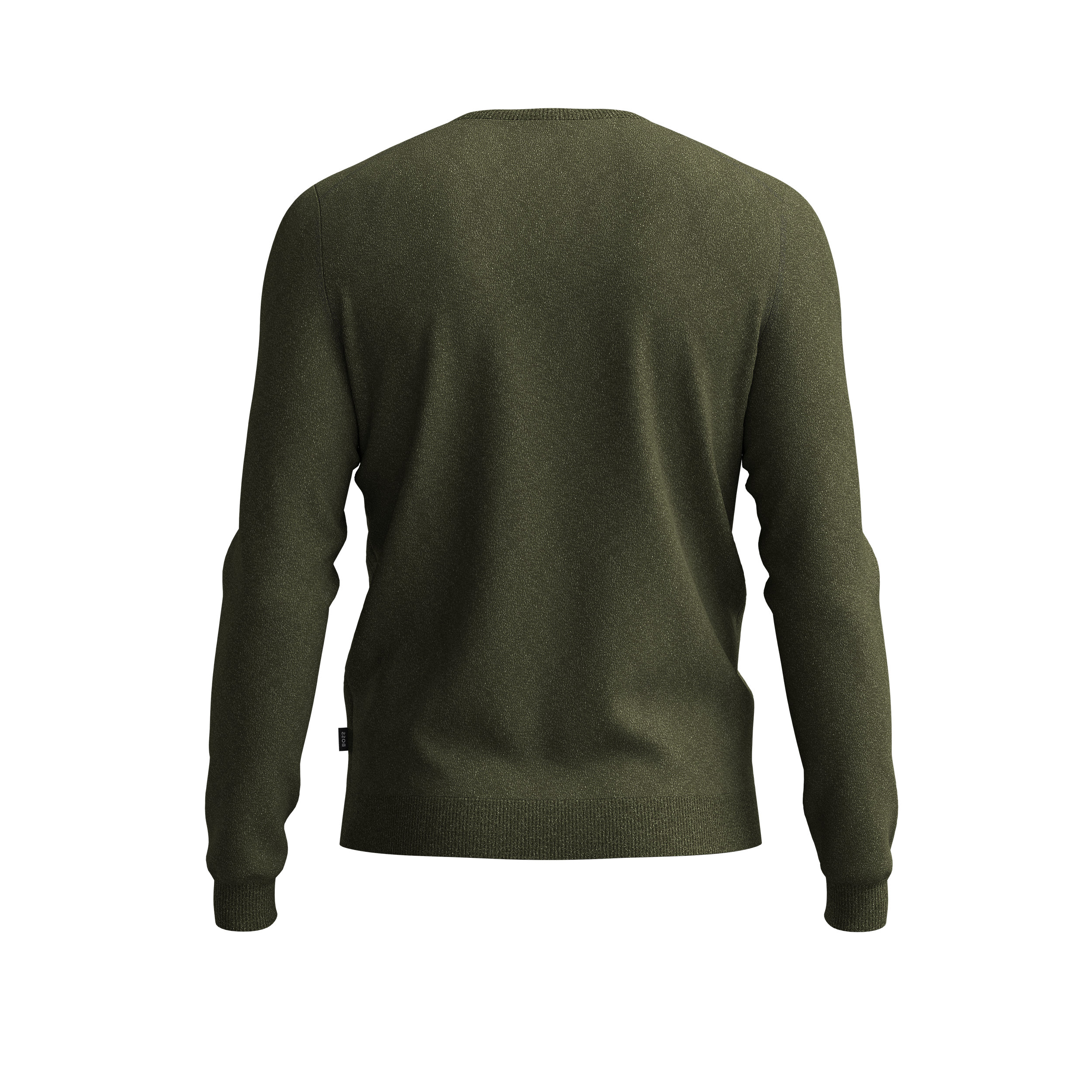 BOSS Leno slim fit trui wol, heren pullover met O-hals, groen