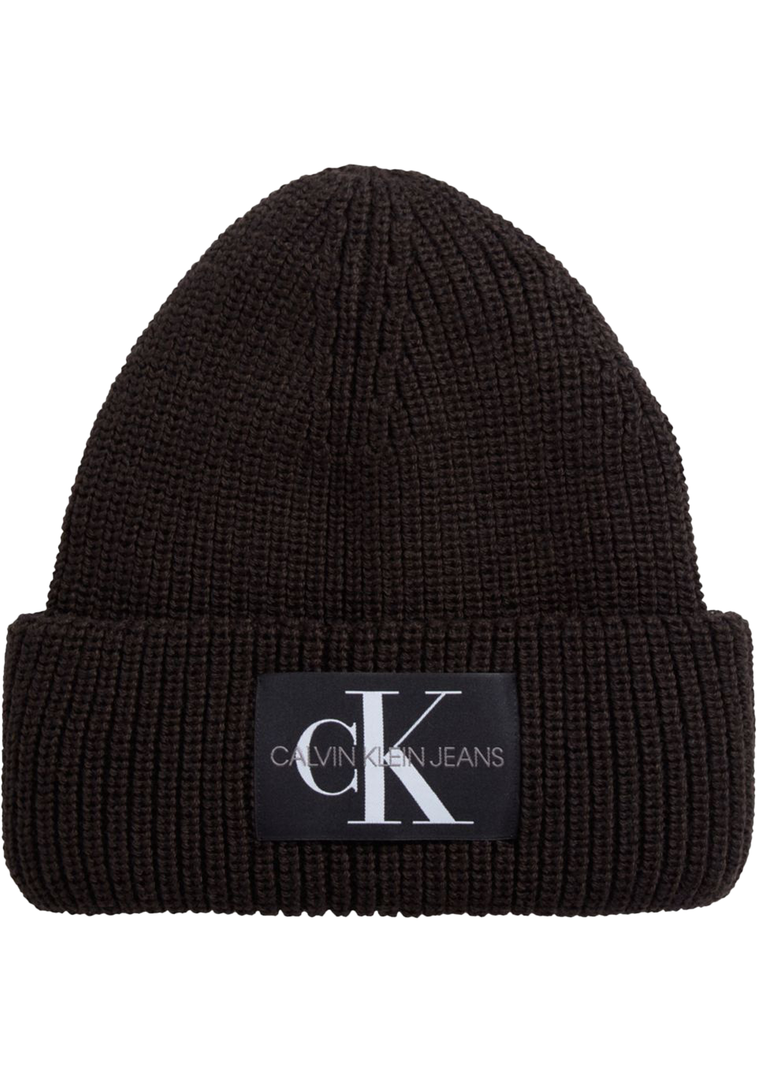 Calvin Klein muts, monologo patch beanie, donkerbruin