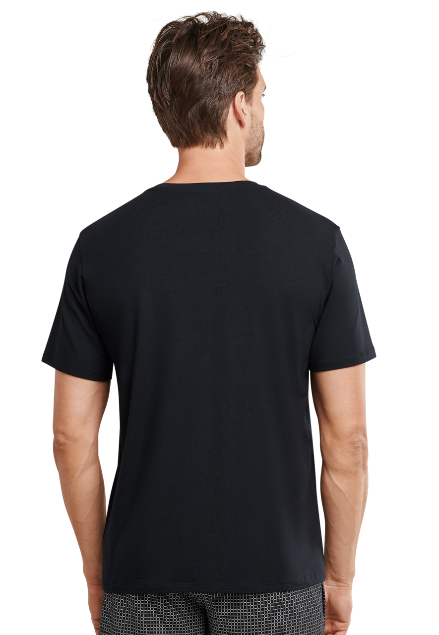 SCHIESSER Mix+Relax T-shirt, heren shirt korte mouwen v-uitsnijding zwart