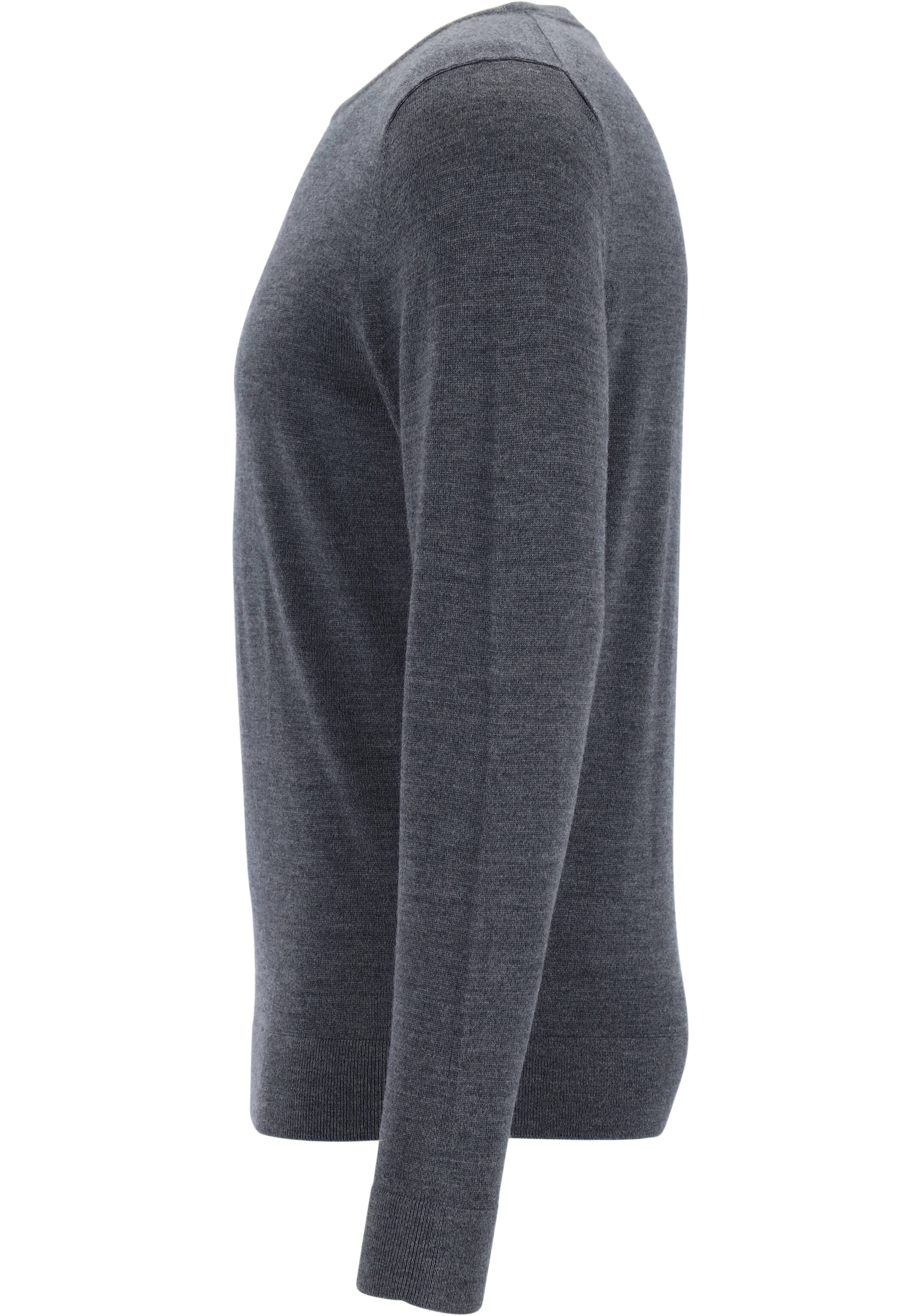 Calvin Klein trui met O-hals wol, antraciet grijs melange