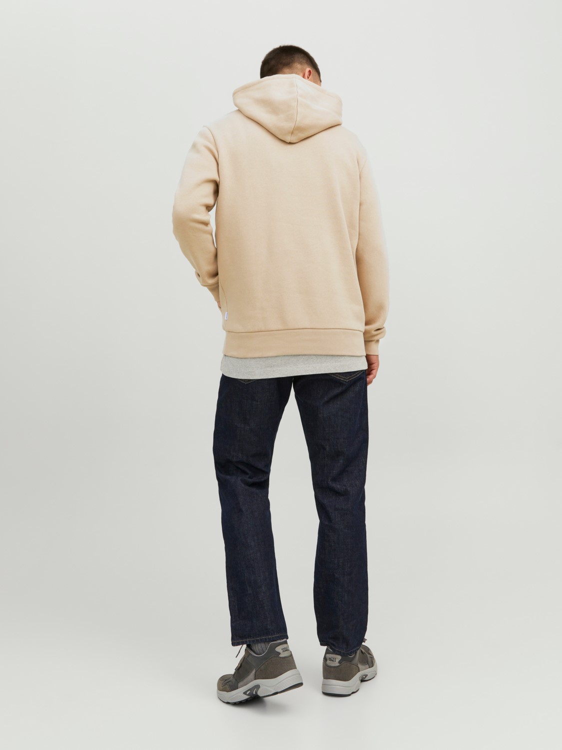JACK & JONES Corp logo sweat hood play regular fit, heren hoodie katoenmengsel met capuchon, beige