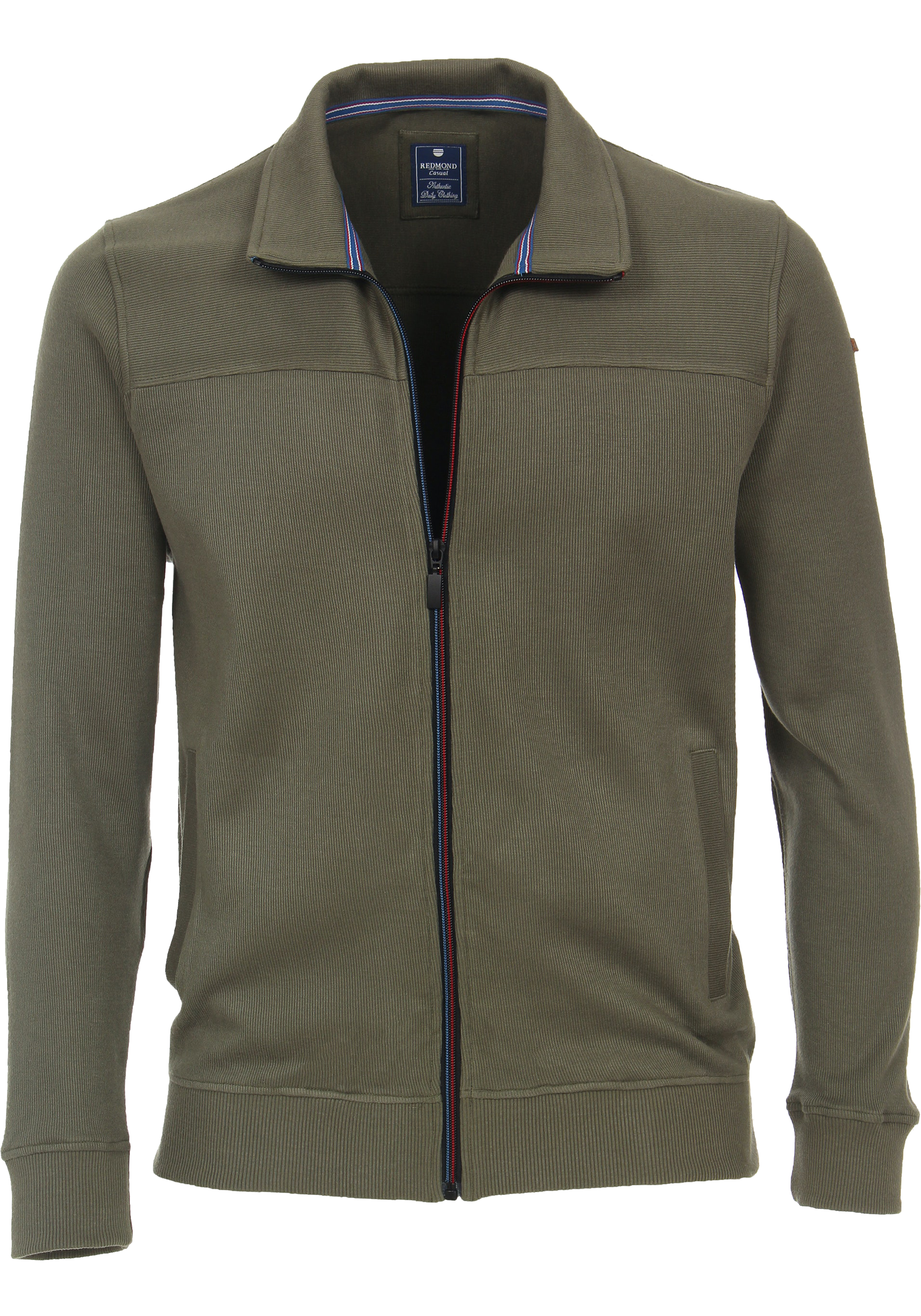 Redmond heren sweatvest katoen, opstaande kraag, groen (middeldik)