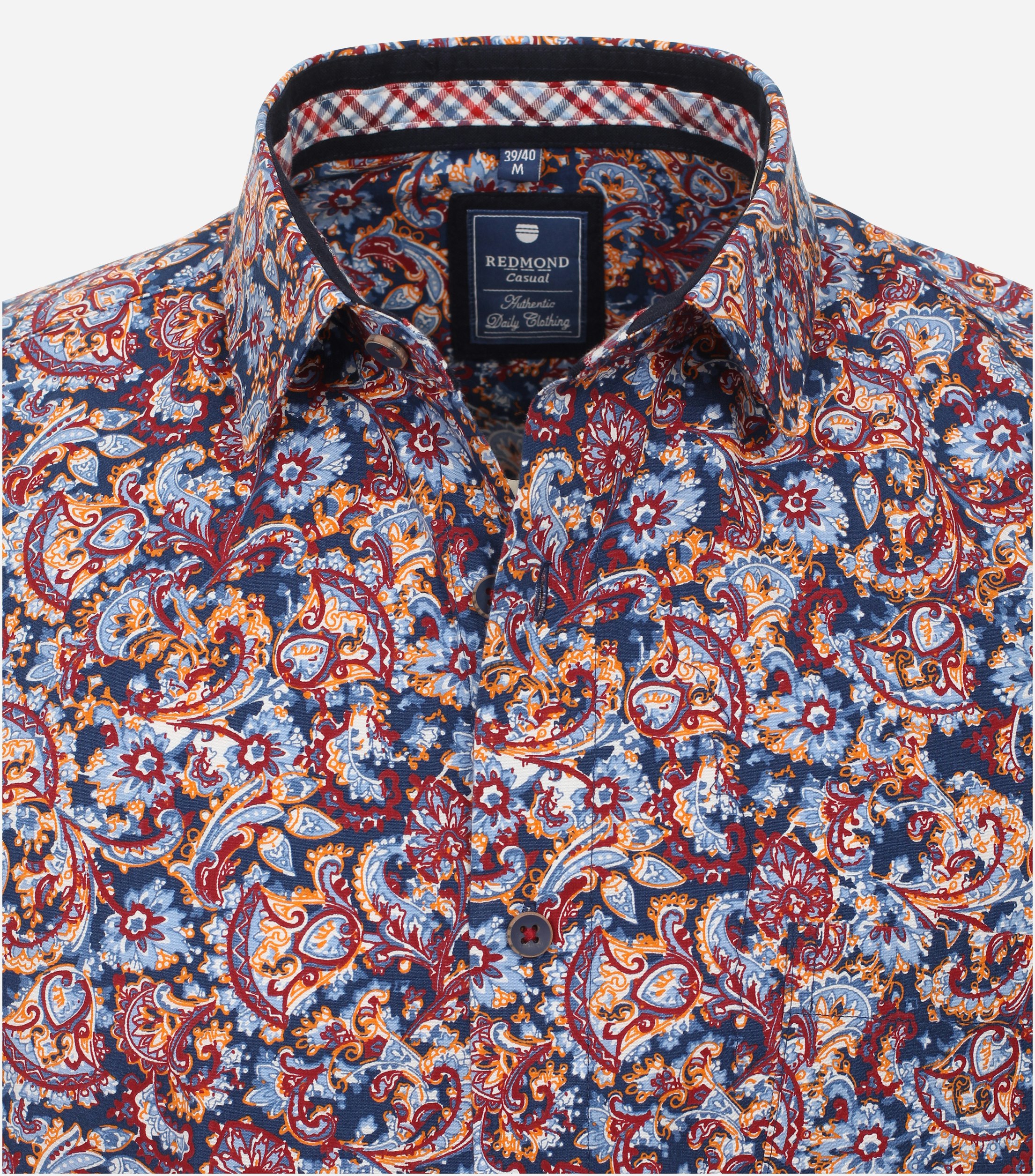 Redmond modern fit overhemd, popeline, rood dessin
