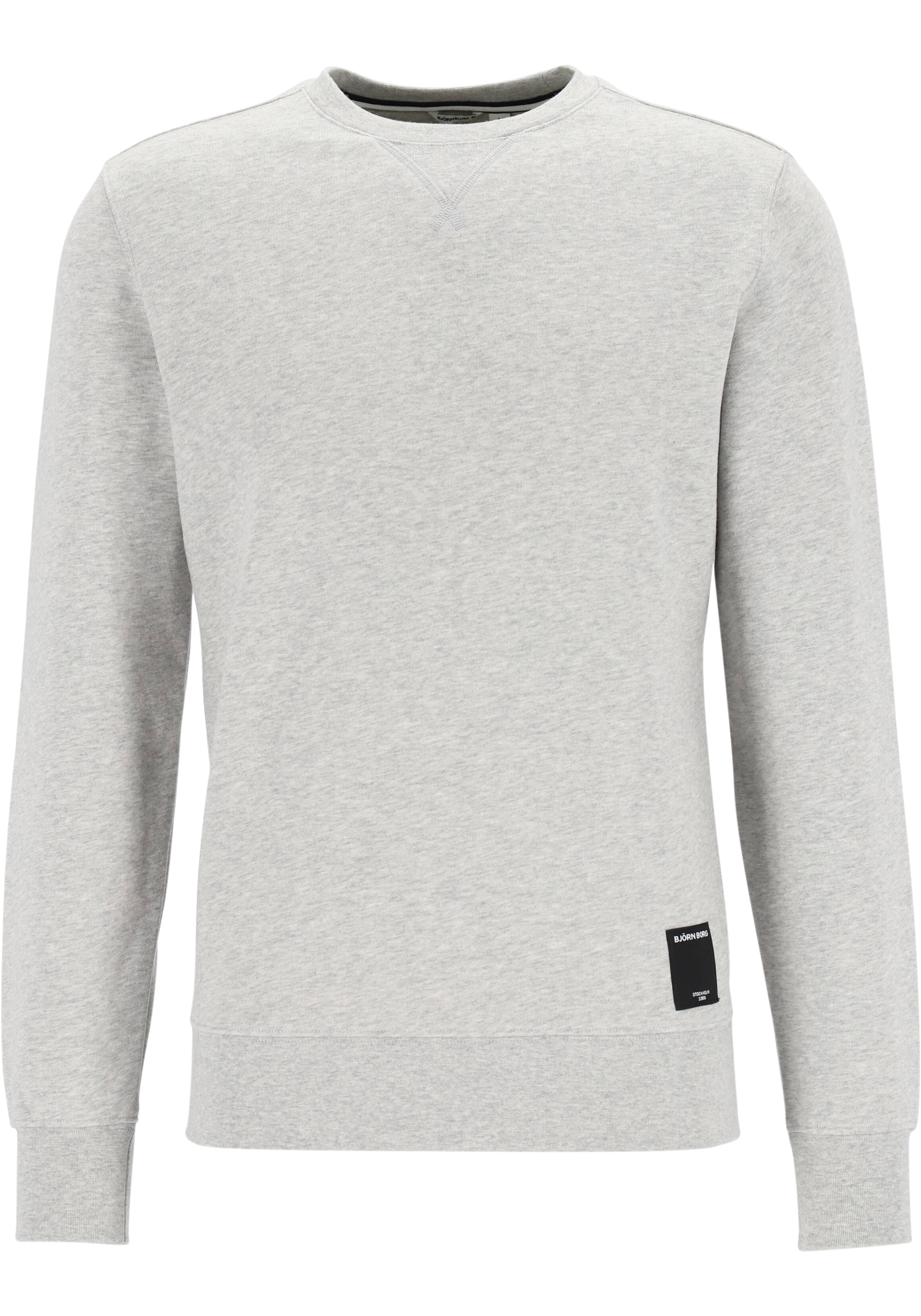 Bjorn Borg crew neck sweater, heren sweatshirt dik, lichtgrijs melange