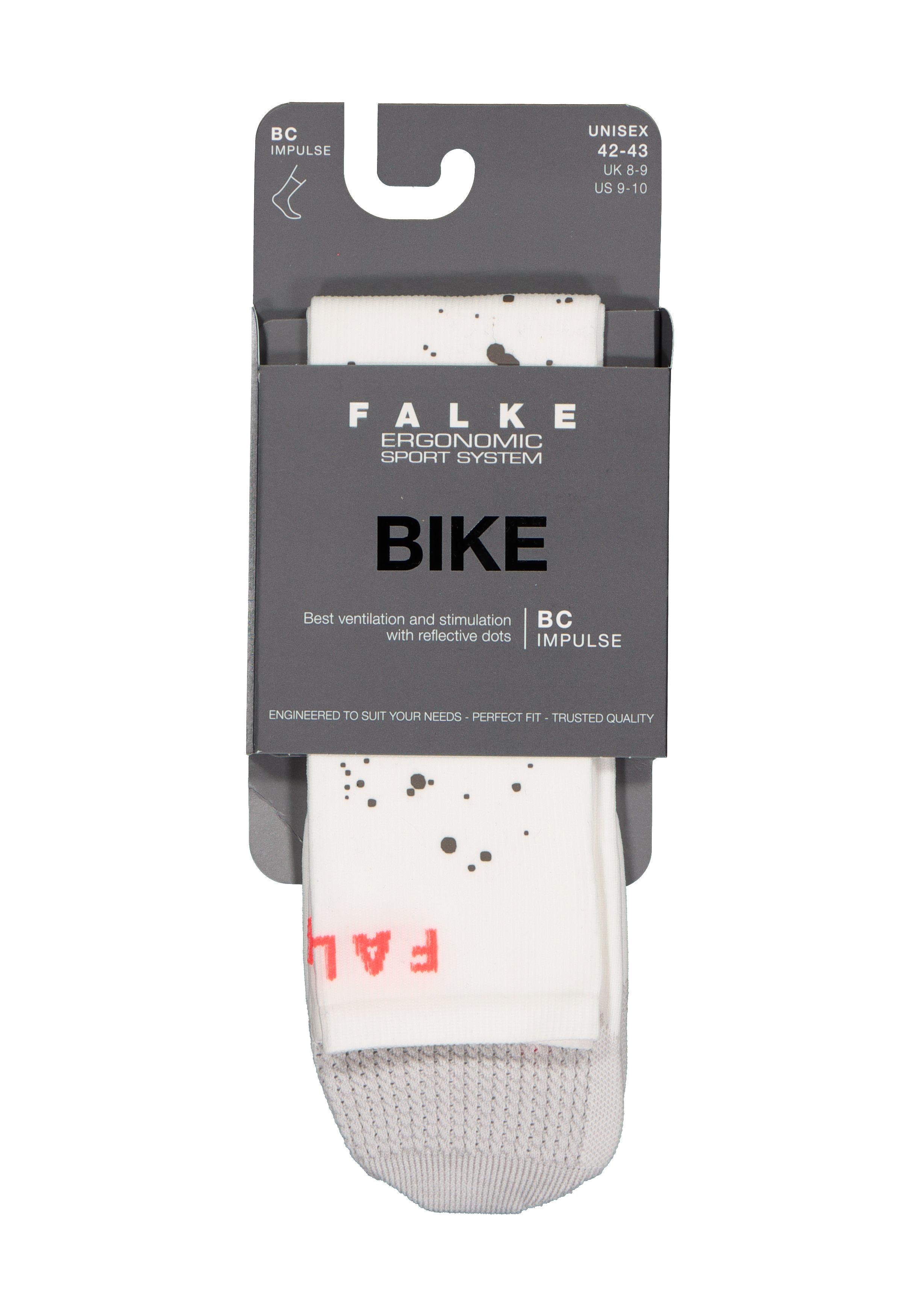 FALKE BC Impulse Reflective unisex fietssokken, wit