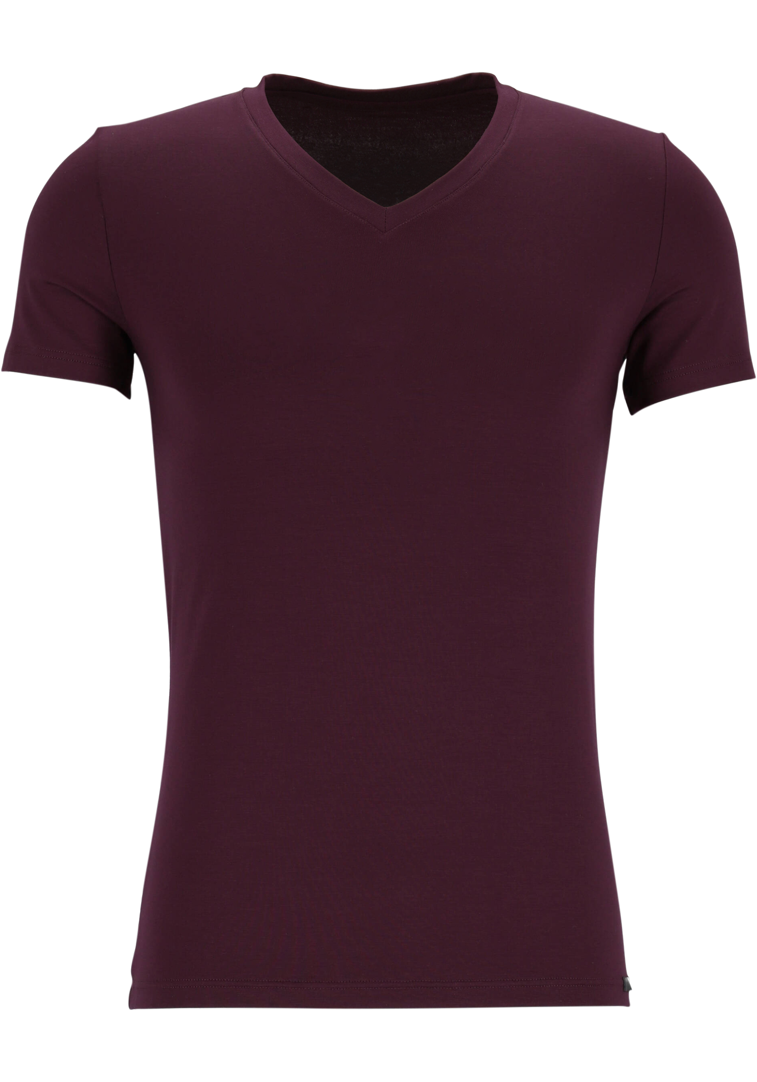 HOM Tencel soft tee-shirt v neck (1-pack), heren T-shirt V-hals, bordeaux