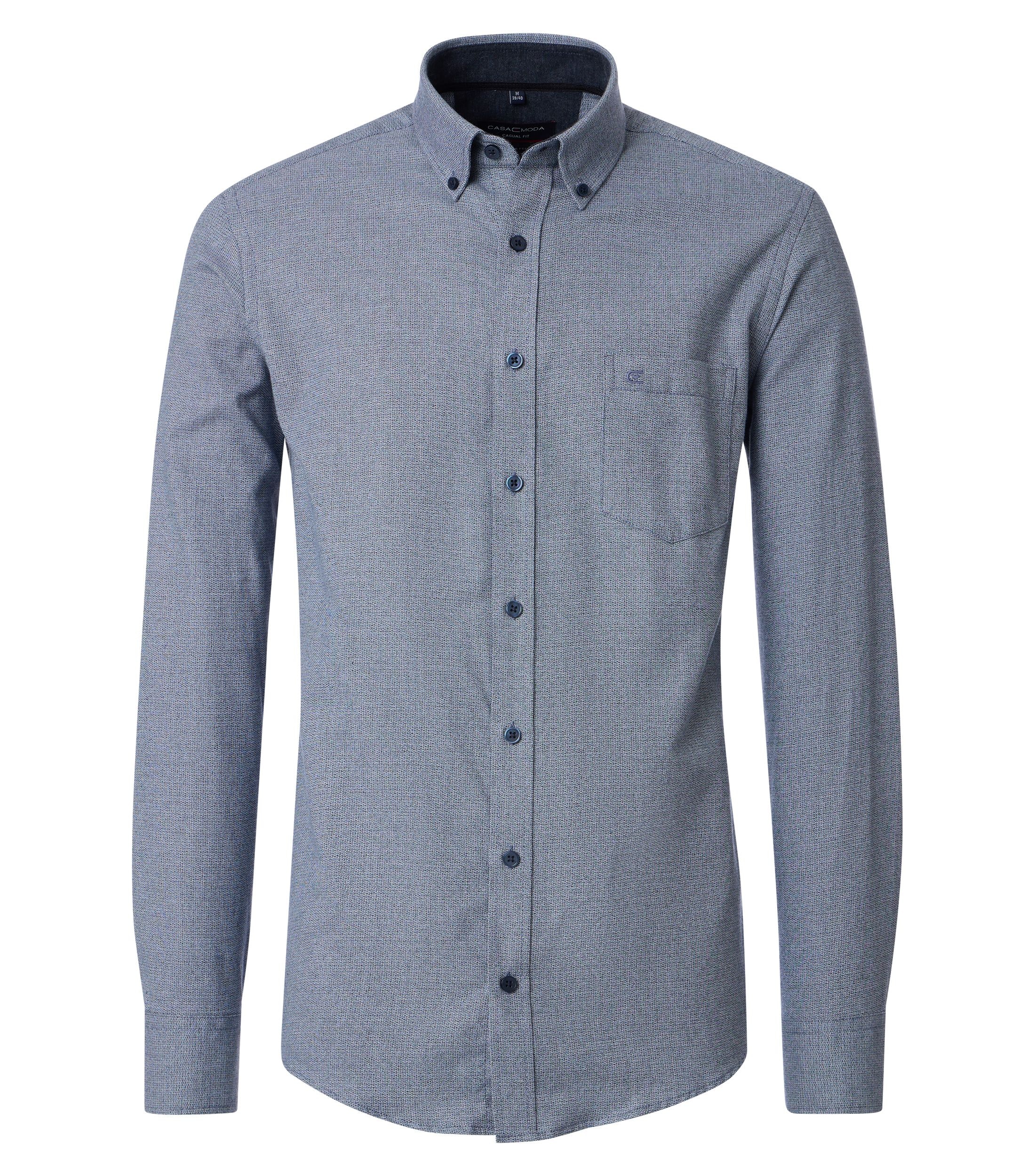 CASA MODA Sport casual fit overhemd, flanel, blauw - 444308900-100