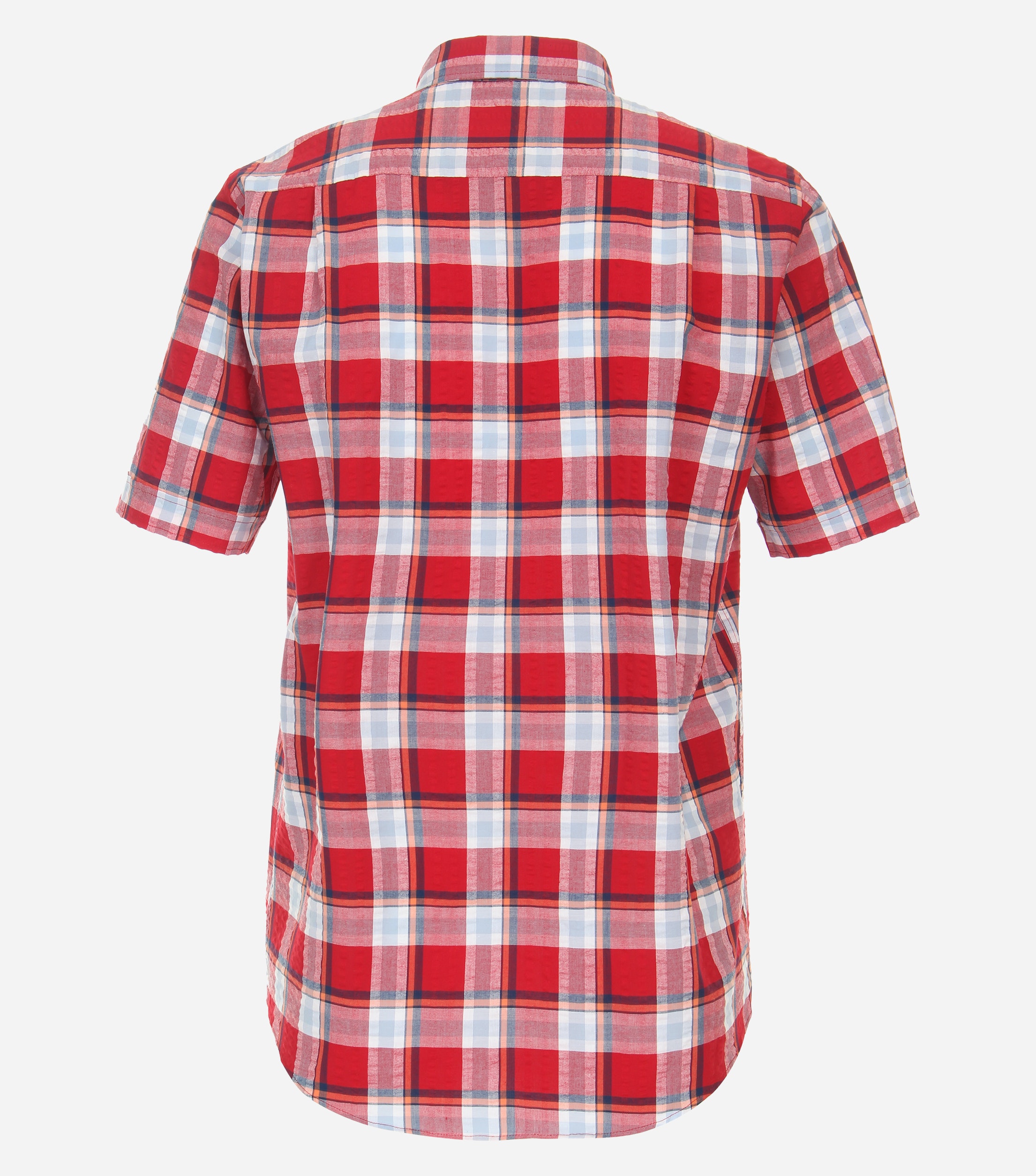 Redmond comfort fit overhemd, korte mouw, popeline, rood geruit